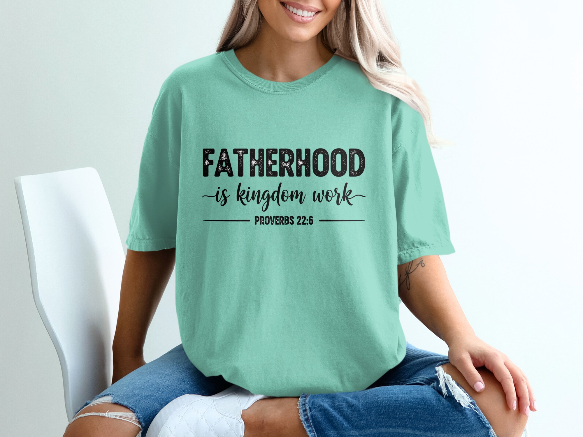 Comfort Colors® Fatherhood is Kingdom Work T-Shirt, Christian Dad Gift, Proverbs 22:6 Scripture Tee, Faith Apparel, Gift for Him, Father's - Image 10