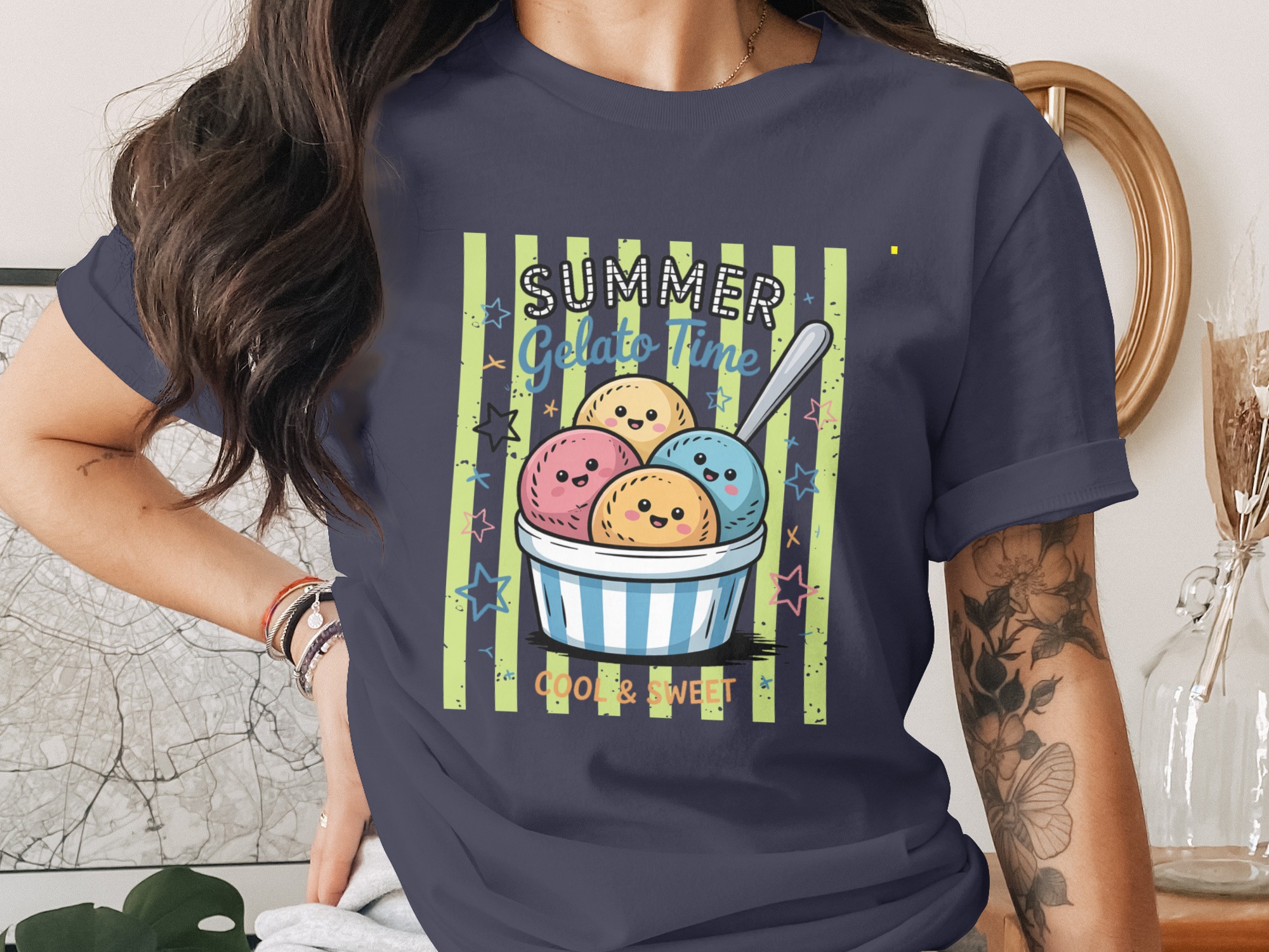 Comfort Colors® Summer Gelato Time T-Shirt, Cute Ice Cream Scoop Shirt, Kawaii Dessert Lover Tee, Foodie Vacation Gift, Sweet Apparel - Image 3