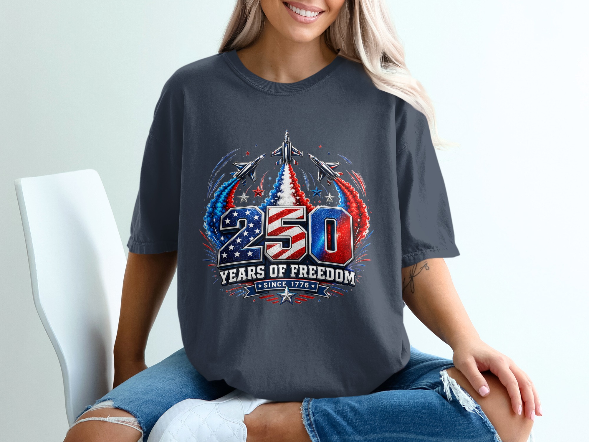 250 Years of Freedom T-Shirt | Patriotic US Independence Day Since 1776 Tee | Military Veteran American History Gift - Image 12