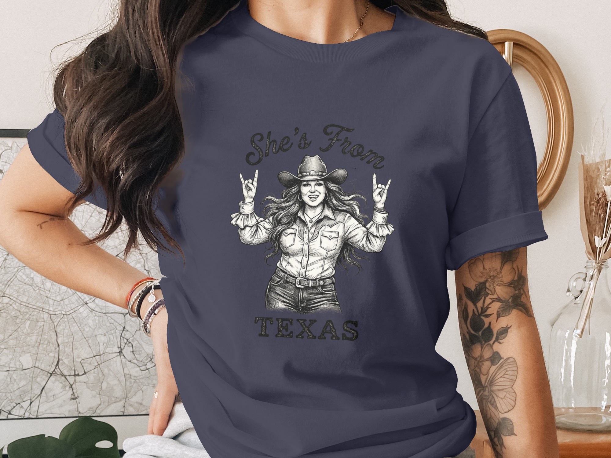 She's From Texas T-Shirt | Cowgirl Rock and Roll Tee | Southern Pride Gift for Her | Texas Girl Shirt | Nashville Concert Outfit | Rodeo - Image 3