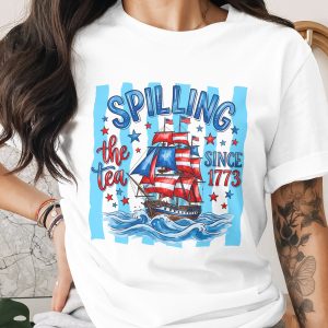 Spilling The Tea Since 1773 Comfort Colors ® T-Shirt, Patriotic Boston Tea Party American History Tee, 4th of July Revolutionary War Gift