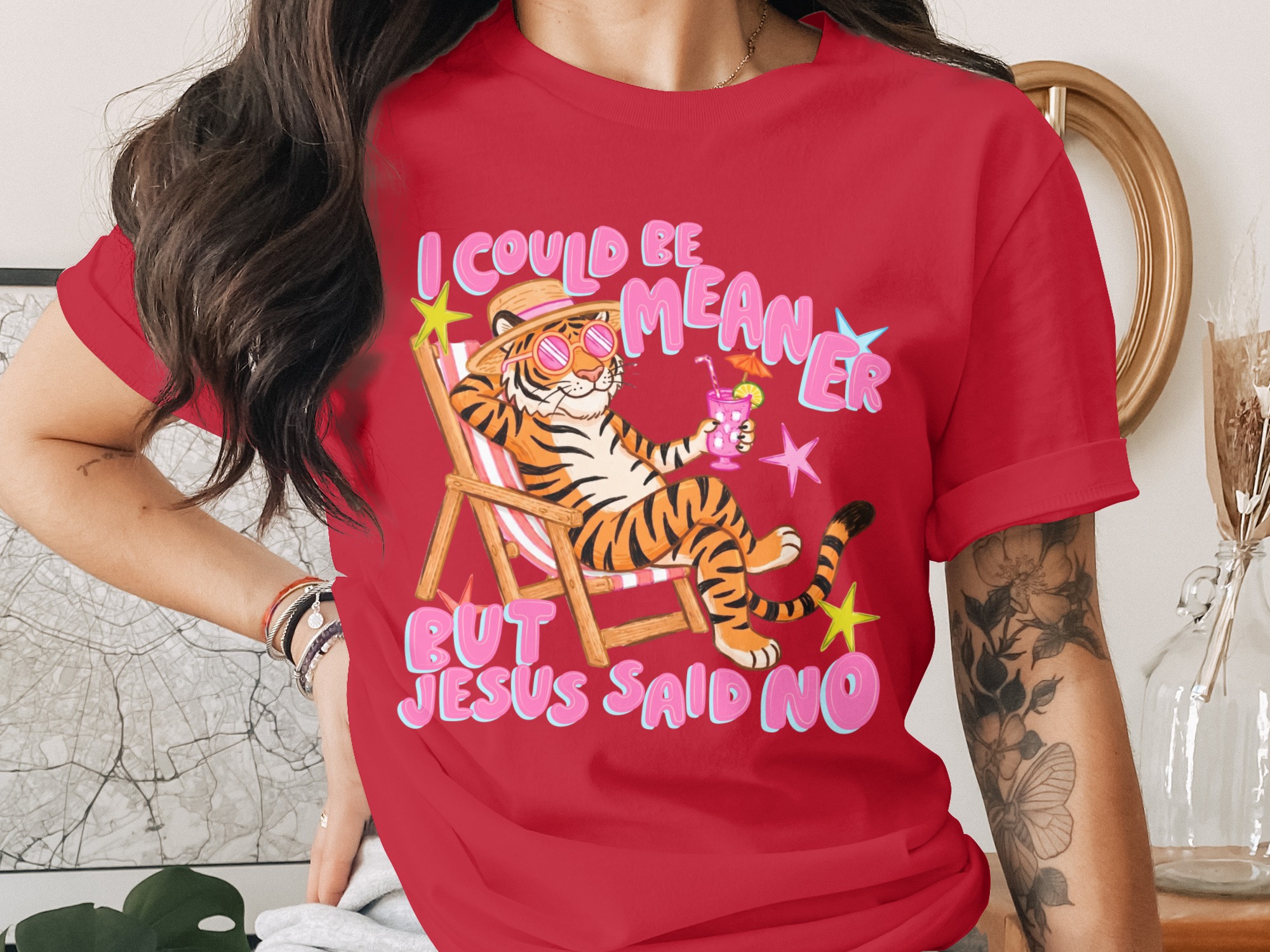 Sarcastic Jesus Said No T-Shirt, Funny Christian Meme Tee, Chill Tiger Vacation Shirt, Witty Faith Humor Gift, Bible Quote Tee - Image 4