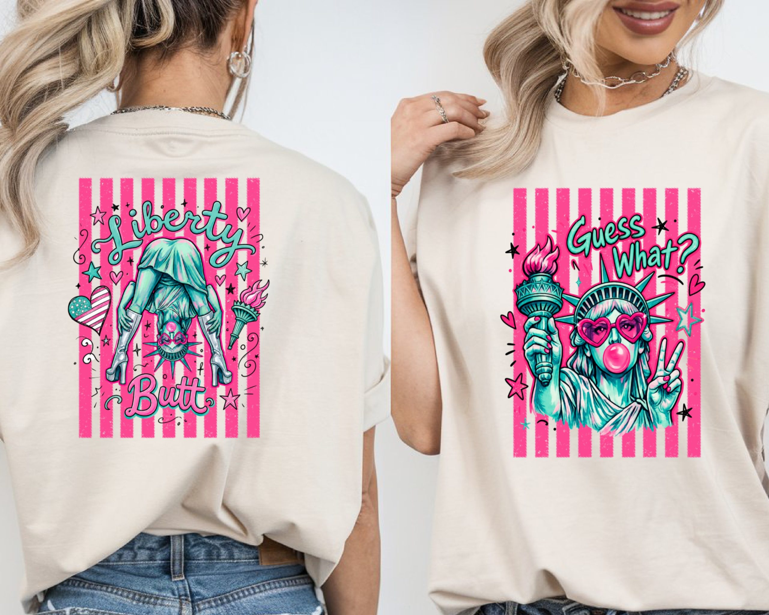 Sassy Lady Liberty T-Shirt, Comfort Colors ® Pop Art Tee, Y2K Aesthetic 'Guess What?' Graphic Funky Gift - Image 2