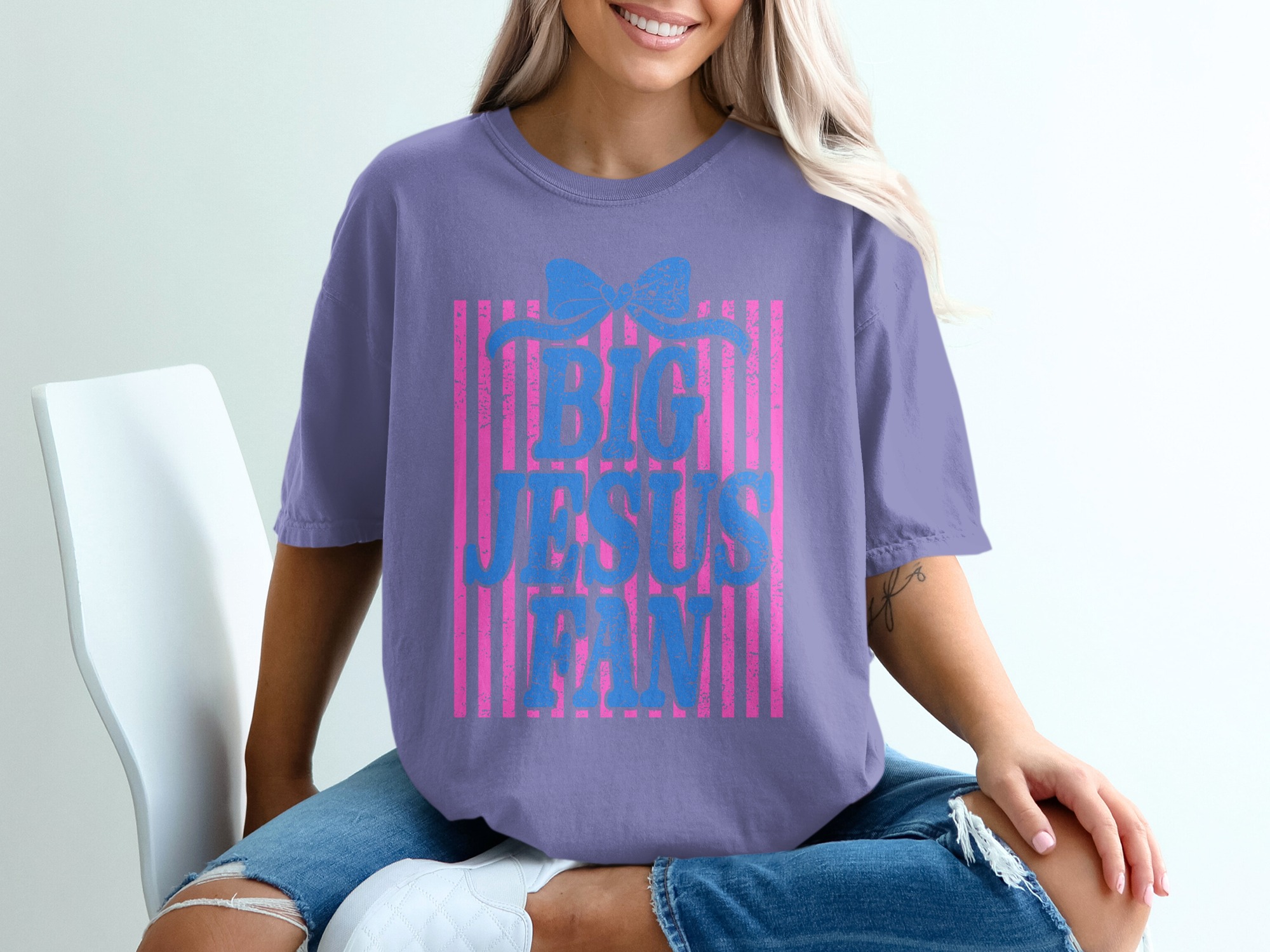 Comfort Colors® Big Jesus Fan T-Shirt, Christian Faith Shirt, Religious Gift for Her, Cute Jesus Tee, Church Outfit, Easter Shirt, Spiritual - Image 13