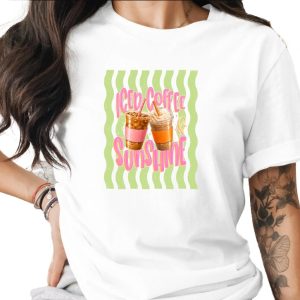 Comfort Colors® Iced Coffee Sunshine T-Shirt, Coffee Lover Tee, Summer Vibes Shirt, Cute Graphic Tee for Her, Positive Aesthetic Top