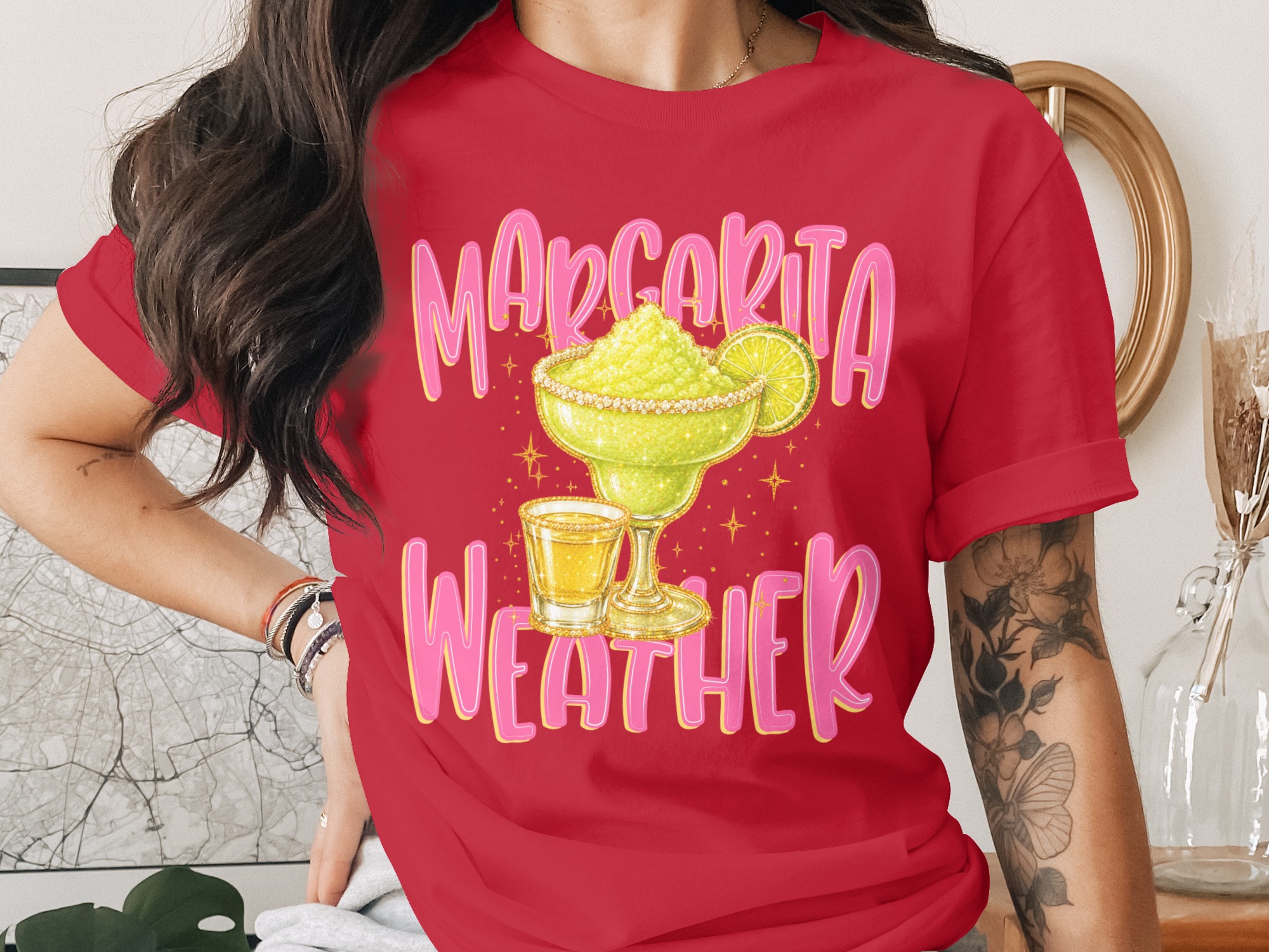Margarita Weather T-Shirt, Sparkling Cocktail Tee, Girls Trip Shirt, Summer Party Top, Bachelorette Party Gift for Her, Fun Vacation Apparel - Image 4