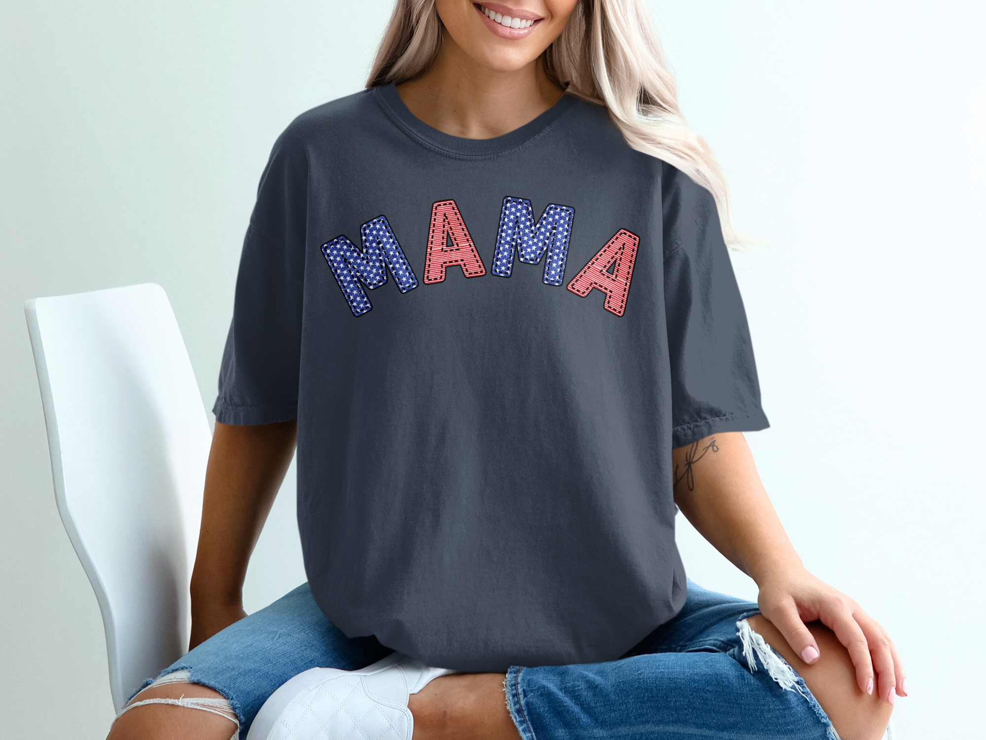 Patriotic Mama T-Shirt, American Flag Mama Shirt, 4th of July Mom Tee, USA Red White Blue Top, Memorial Day Mother's Day Gift for Her - Image 12