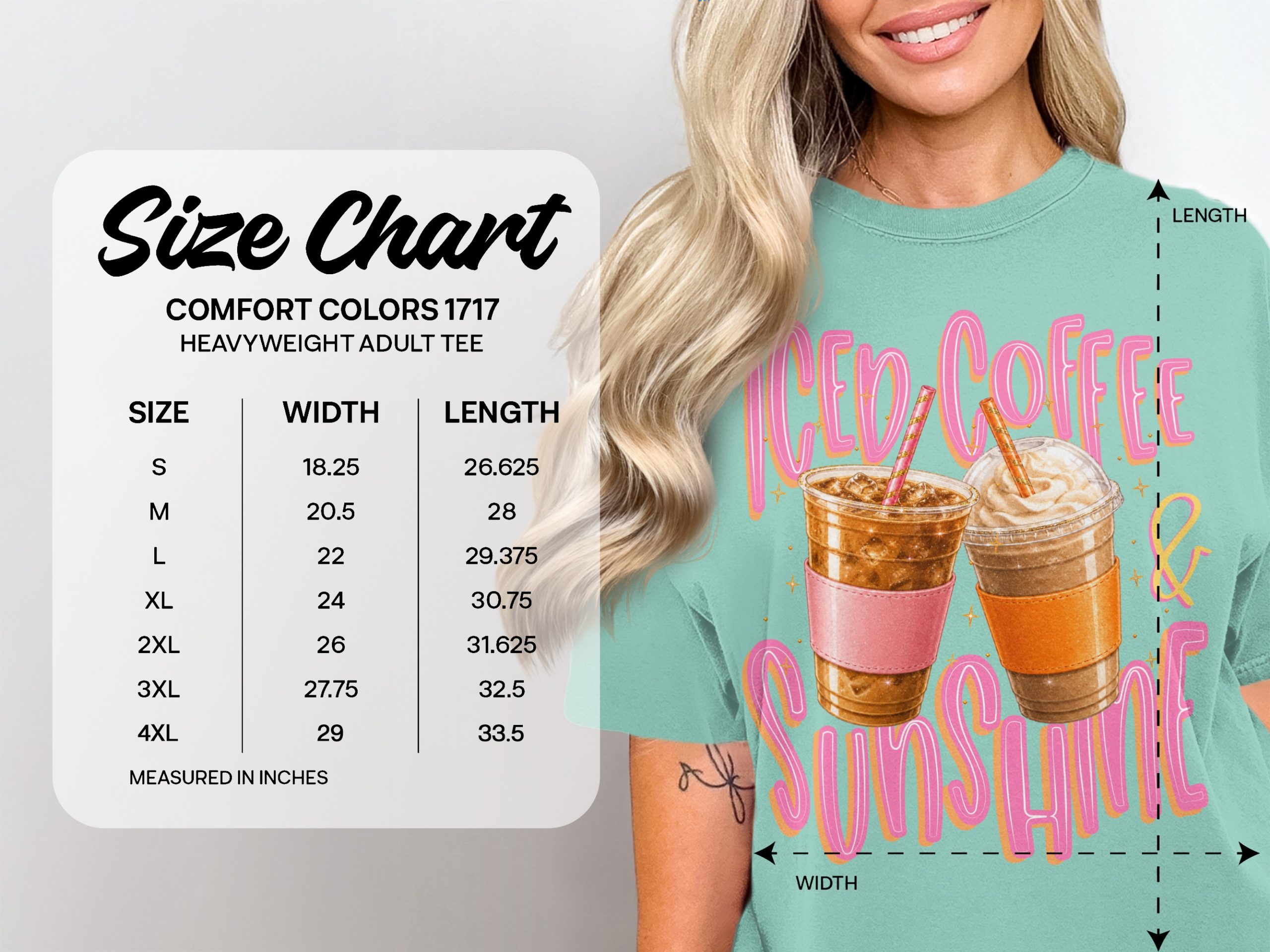 Iced Coffee Sunshine T-Shirt, Summer Vibes Gift, Coffee Lover Aesthetic Tee, Cute Caffeine Graphic Shirt, Women's Trendy Top - Image 4