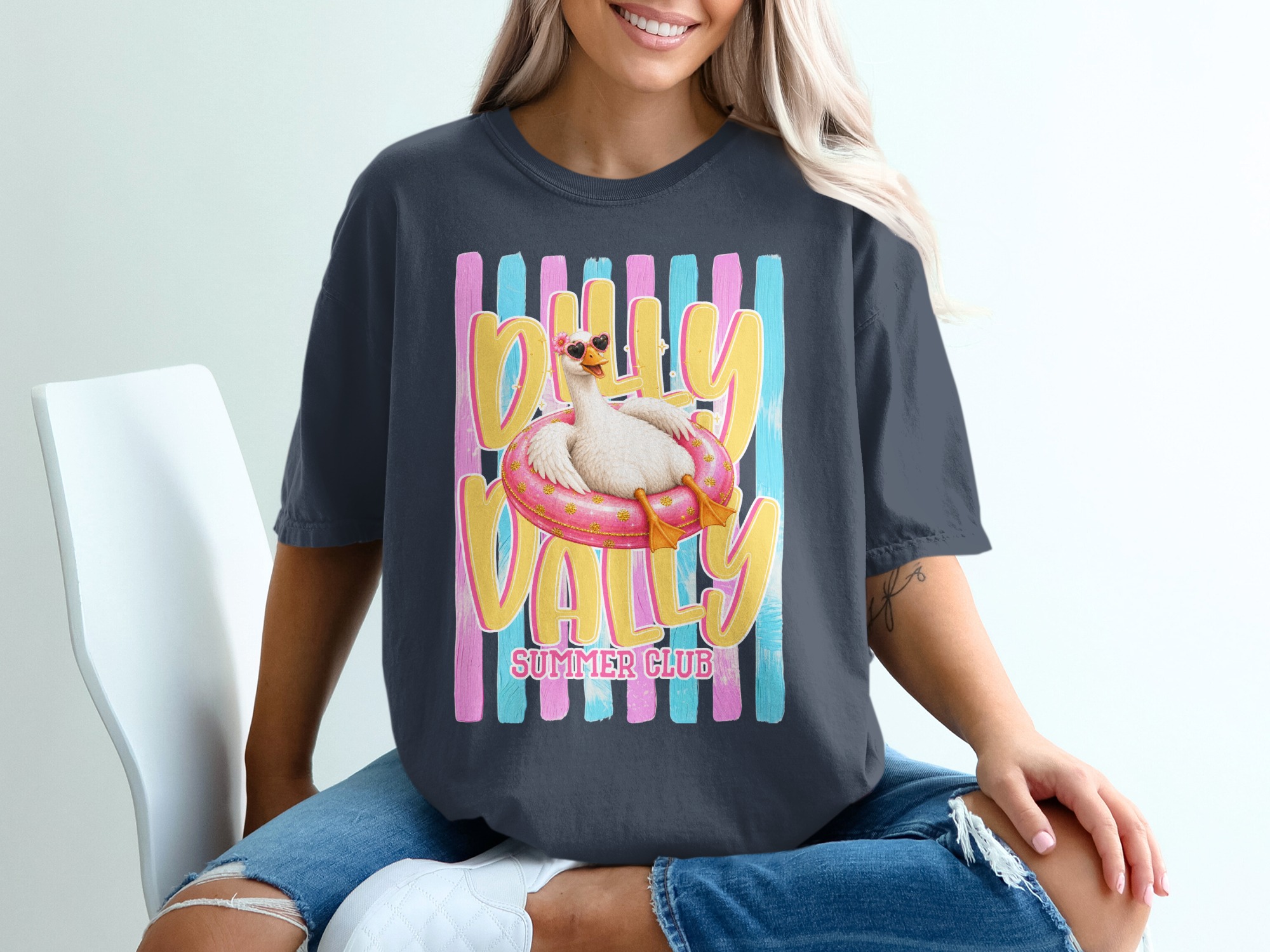 Comfort Colors ® Silly Sally Summer Club T-Shirt, Funny Goose Tee, Cute Heart Sunglasses Graphic, Retro Summer Vibe Shirt, Vacation Lake - Image 12