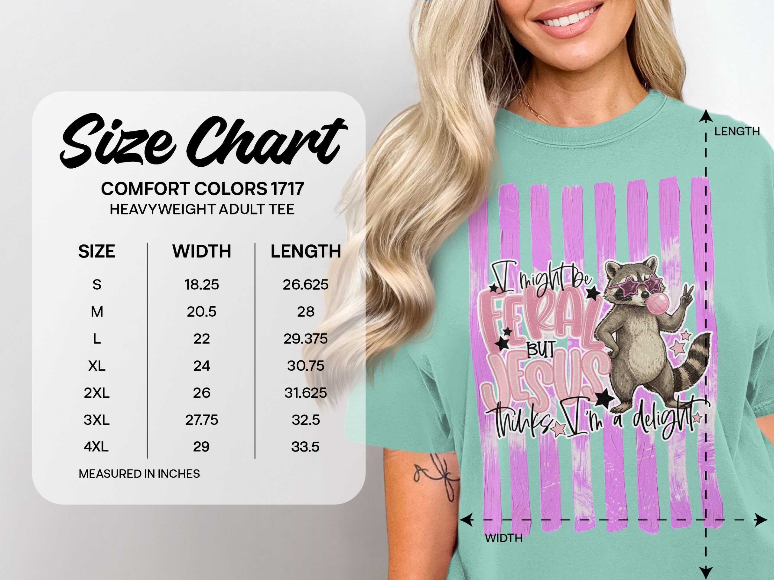 Comfort Colors® Feral Raccoon T-Shirt, Jesus Thinks I'm a Delight, Funny Christian Faith Tee, Sassy Quirky Animal Lover Gift for Her - Image 5