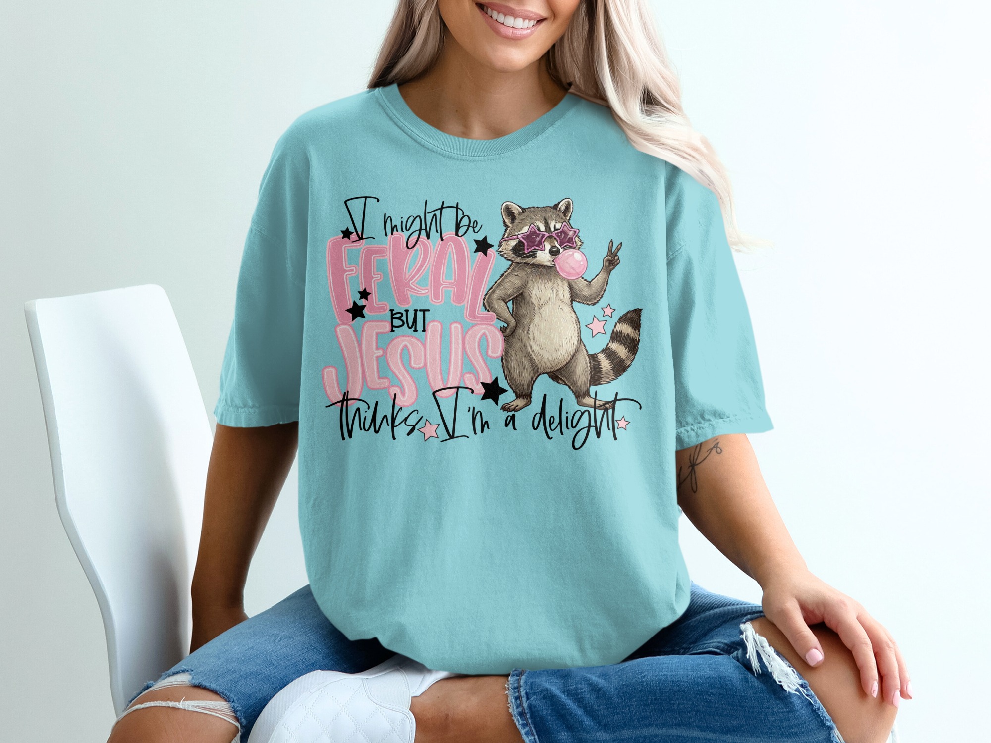 Feral Jesus Delight T-Shirt, Raccoon Graphic Tee, Funny Christian Shirt, Sarcastic Faith Top, Wild Girl Gift, Cute Animal Lover Tee, Quirky - Image 19
