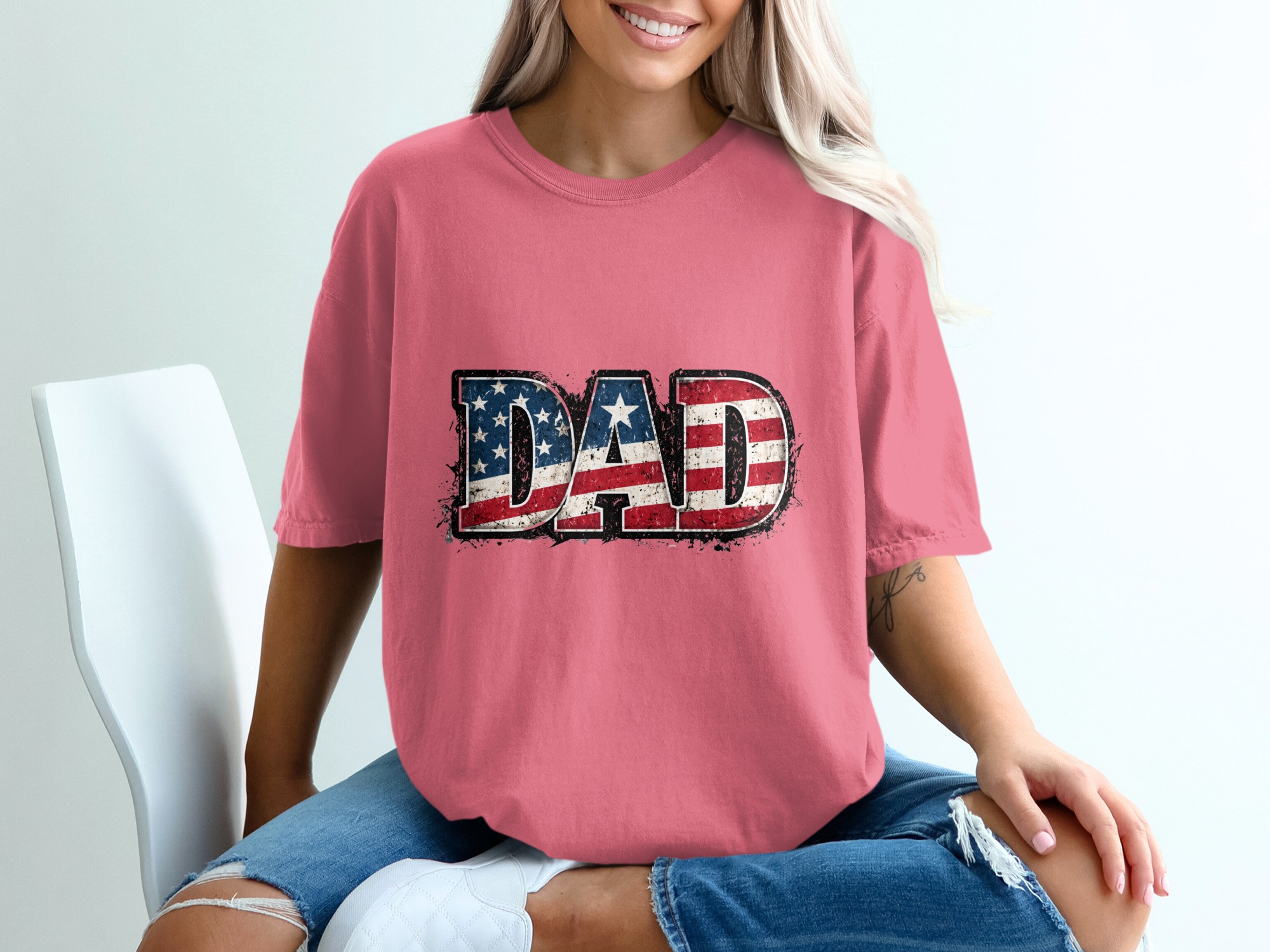 Comfort Colors® Dad T-Shirt, Patriotic American Flag Dad Shirt, Father's Day Gift, Distressed Flag Tee, Fourth of July, Gift for Papa - Image 16
