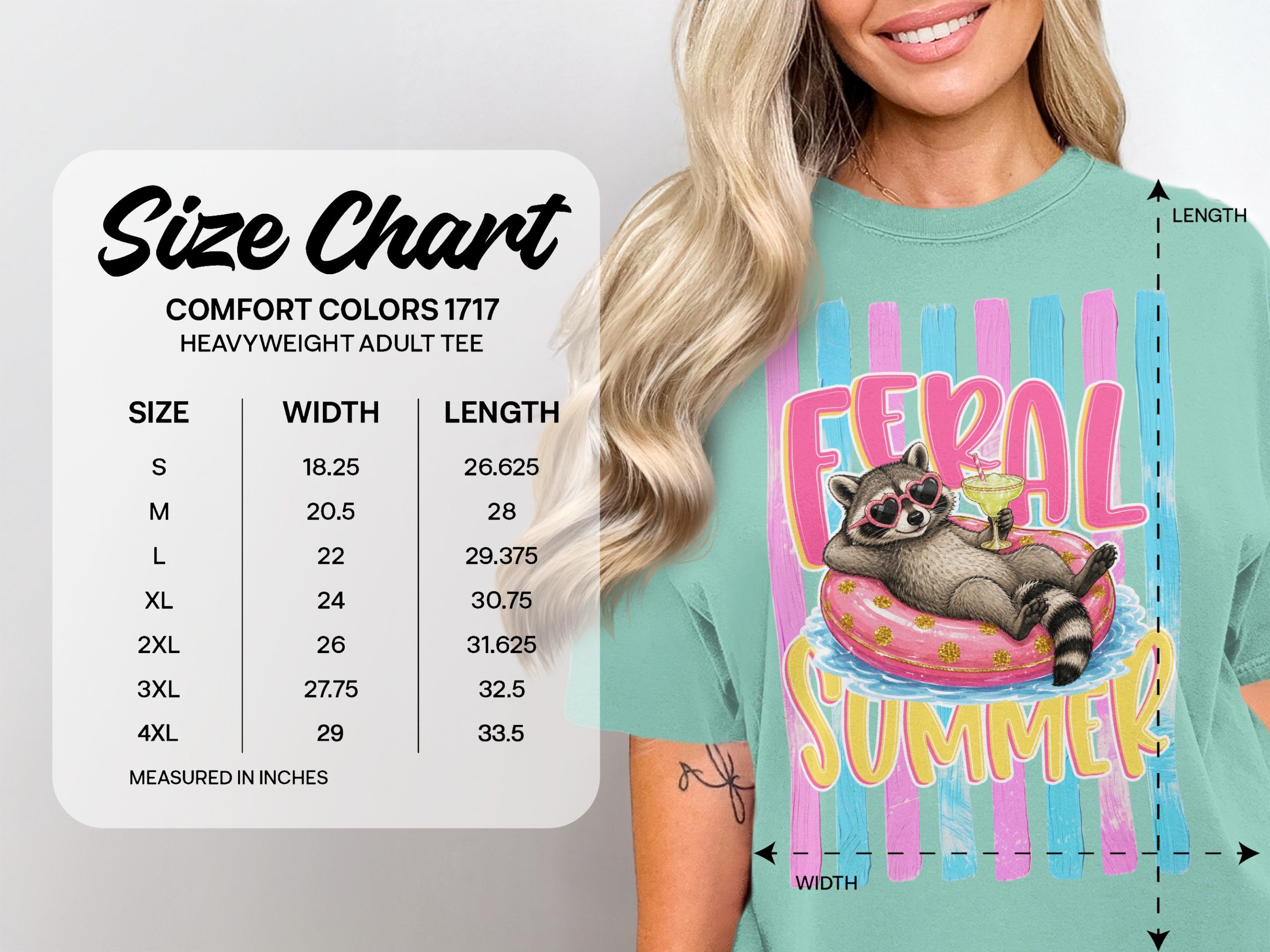 Comfort Colors ® Feral Summer Raccoon T-Shirt, Funny Margarita Raccoon Tee, Summer Vacation Animal Lover Gift, Quirky Beachy Shirt for Her - Image 6