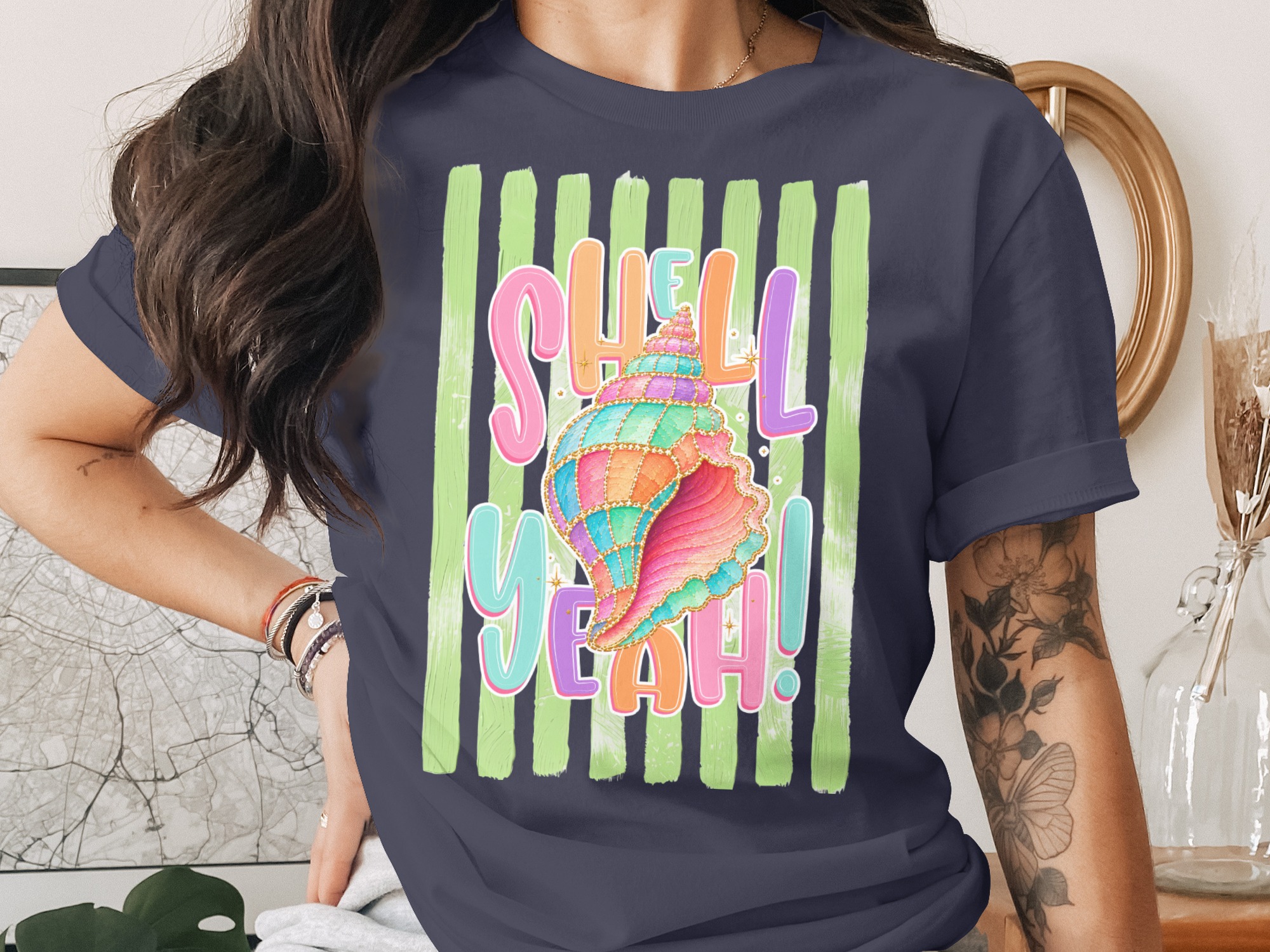 Comfort Colors® Shell Yeah T-Shirt, Vibrant Seashell Beach Tee, Retro Summer Vacation Shirt, Coastal Ocean Lover Gift - Image 3