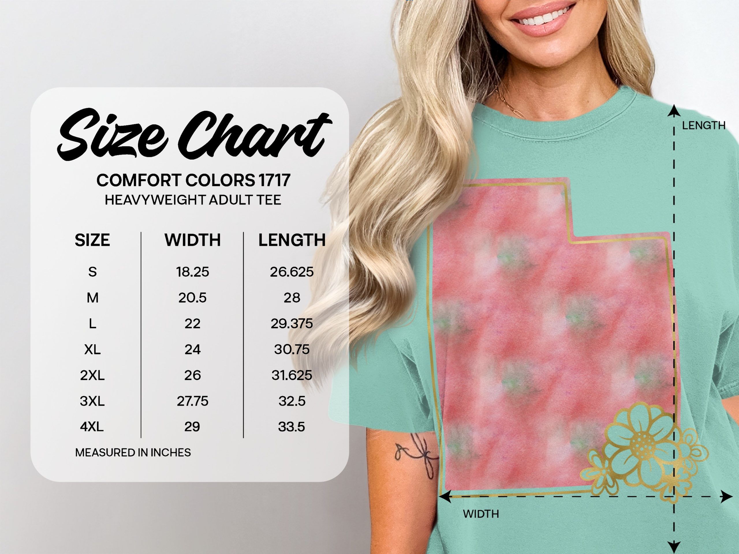 Utah State T-Shirt, Watercolor Utah Shirt with Faux Gold Flowers, Utah Pride Tee, Aesthetic Utah Gift for Her, State Map Top - Image 5