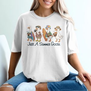 Just A Summer Goose Comfort Colors ® T-Shirt, Vacation Vibes Tee, Beach Trip Outfit, Funny Animal Shirt, Cute Duck Graphic Tee, Aloha Shirt