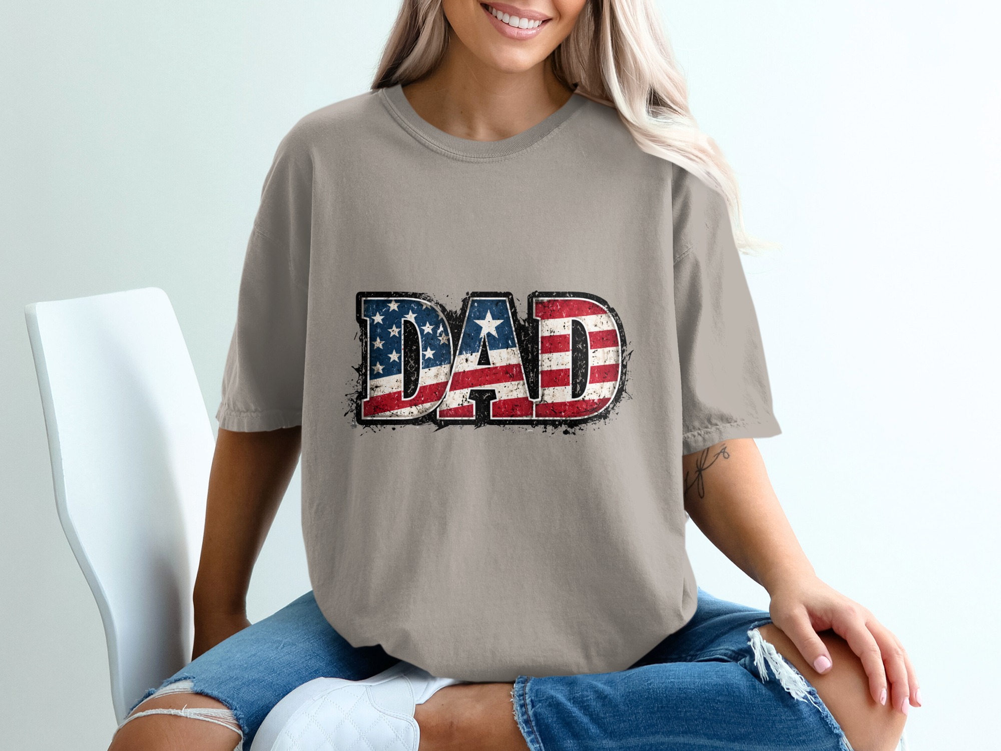 Comfort Colors® Dad T-Shirt, Patriotic American Flag Dad Shirt, Father's Day Gift, Distressed Flag Tee, Fourth of July, Gift for Papa - Image 11