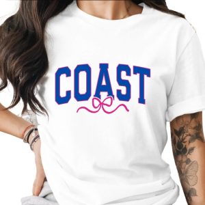 Coastal Coquette T-Shirt, Preppy Coast Bow Shirt, Summer Beach Vacation Tee, Trendy Aesthetic Gift for Her, Cute College Style Apparel