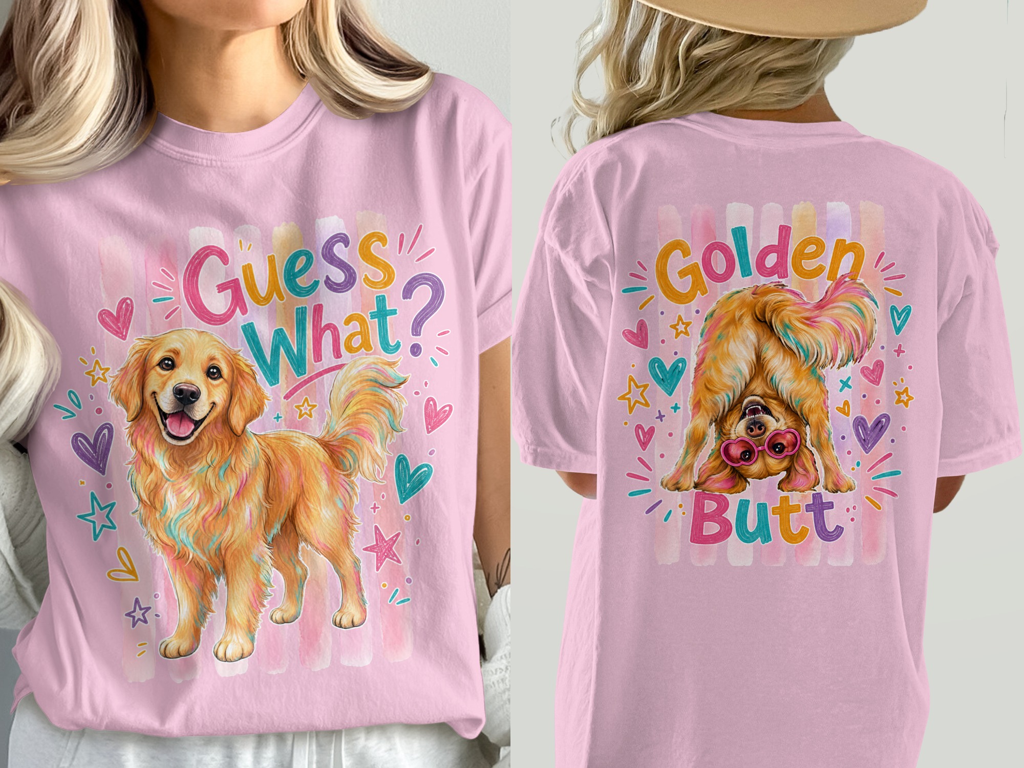 Golden Retriever T-Shirt, Comfort Colors 1717®, Front Back Dog Tee, Funny Golden Dog Lover Shirt, Guess What Golden Butt Design, Cute Dog - Image 3
