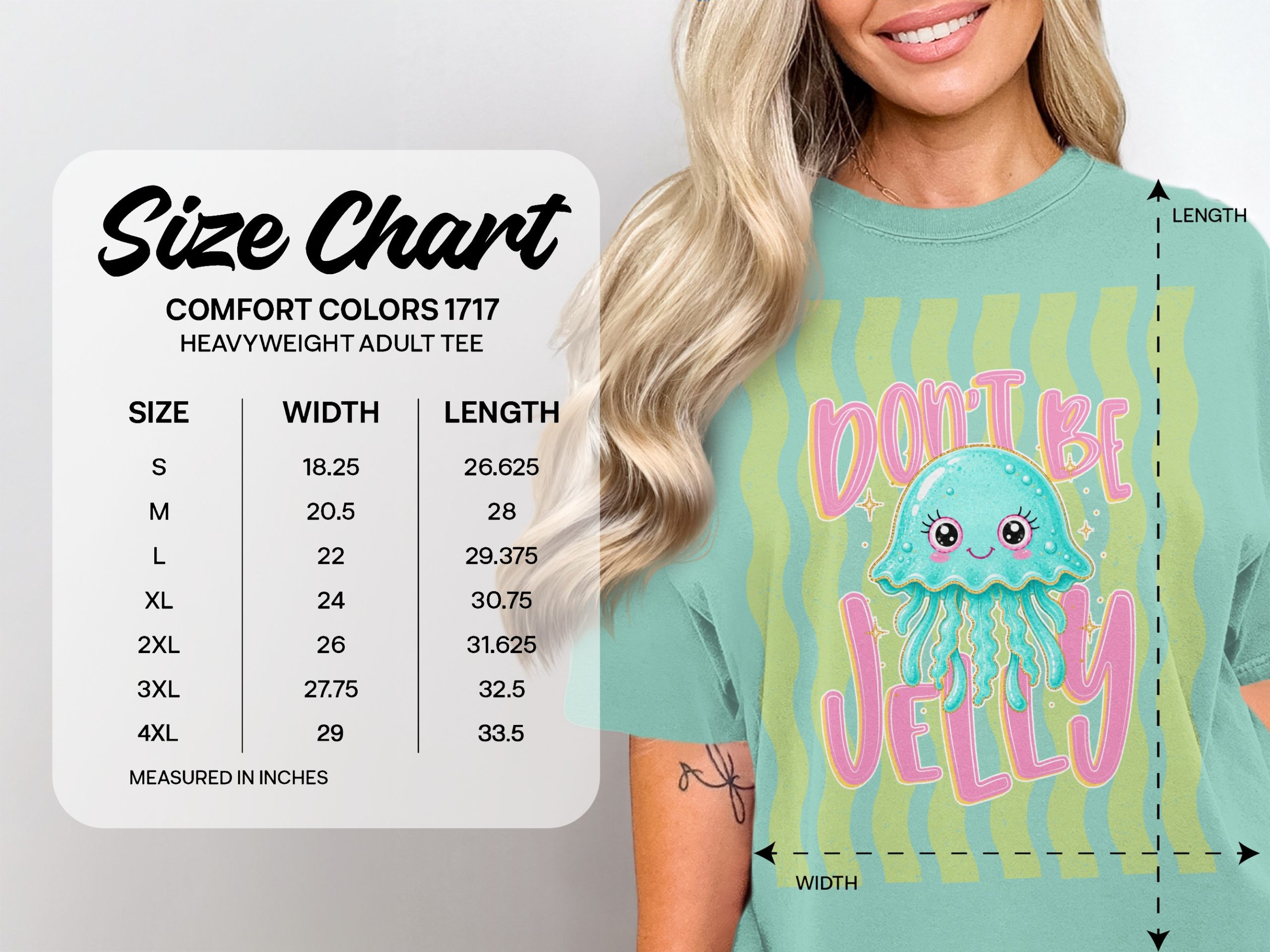 Comfort Colors® Don't Be Jelly T-Shirt, Cute Jellyfish Tee, Funny Ocean Pun Shirt, Summer Vacation Aesthetic, Kawaii Sea Creature Gift - Image 6