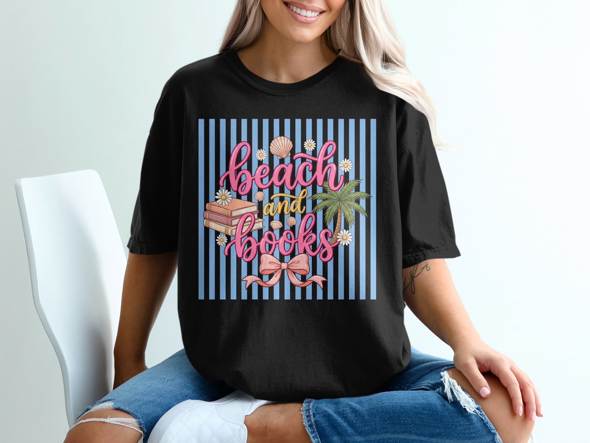 Beach and Books T-Shirt, Comfort Colors®, Book Lover Gift, Summer Reader Tee, Coastal Vacation Top, Bookworm Beachy Aesthetic Shirt - Image 2