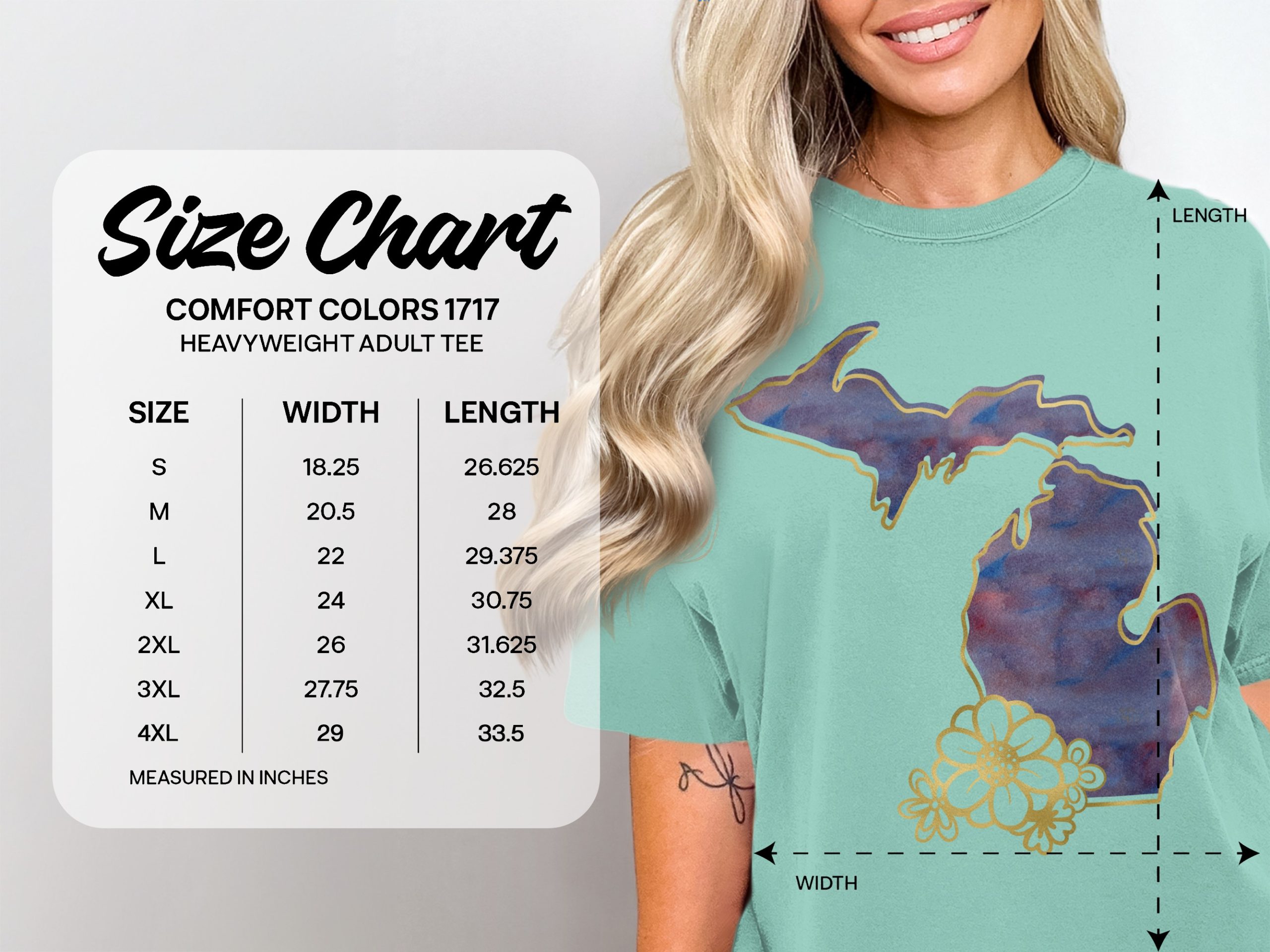 Michigan State Watercolor T-Shirt, Faux Gold Floral Michigander Tee, Aesthetic Home State Shirt, Gift for Her, Michigan Lover Souvenir Top - Image 5