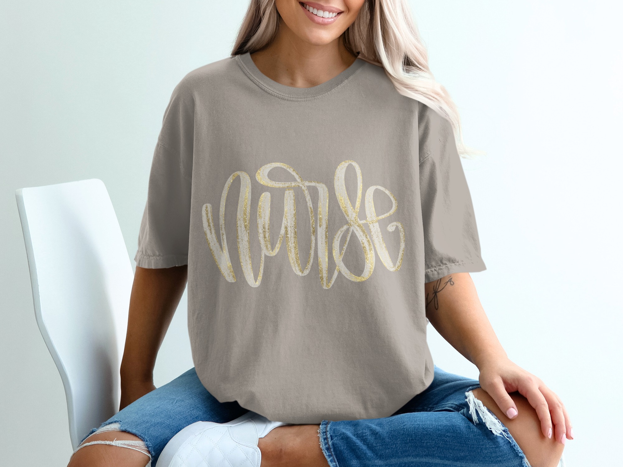Nurse T-Shirt | Faux Gold Glitter Nurse Gift for RN Graduation & Appreciation Week | Healthcare Worker Tee - Image 11