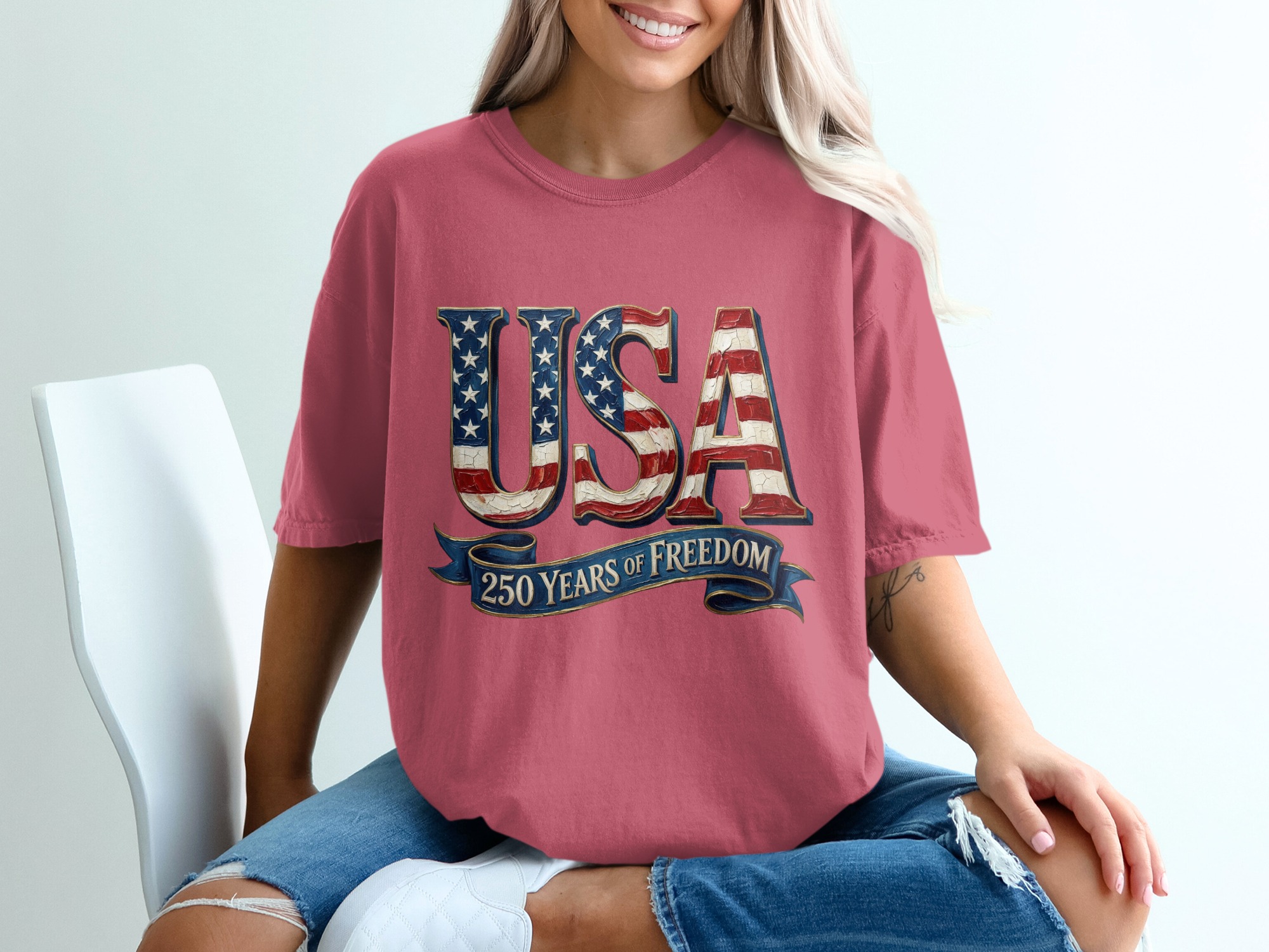 USA 250 Years of Freedom T-Shirt, Patriotic American Anniversary Tee, Vintage Flag Design, Independence Day Gift, Freedom Celebration Shirt - Image 15