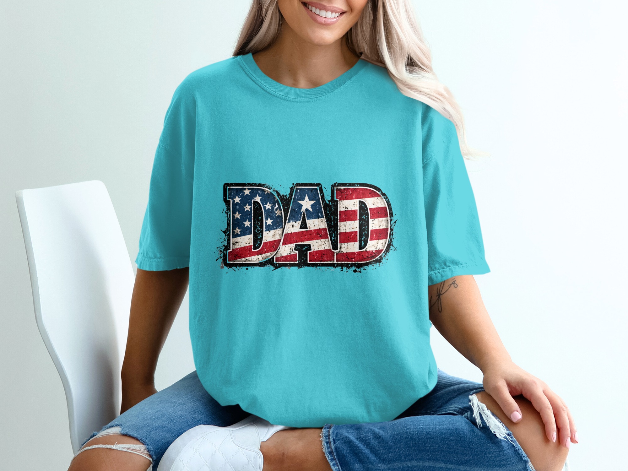Comfort Colors® Dad T-Shirt, Patriotic American Flag Dad Shirt, Father's Day Gift, Distressed Flag Tee, Fourth of July, Gift for Papa - Image 9