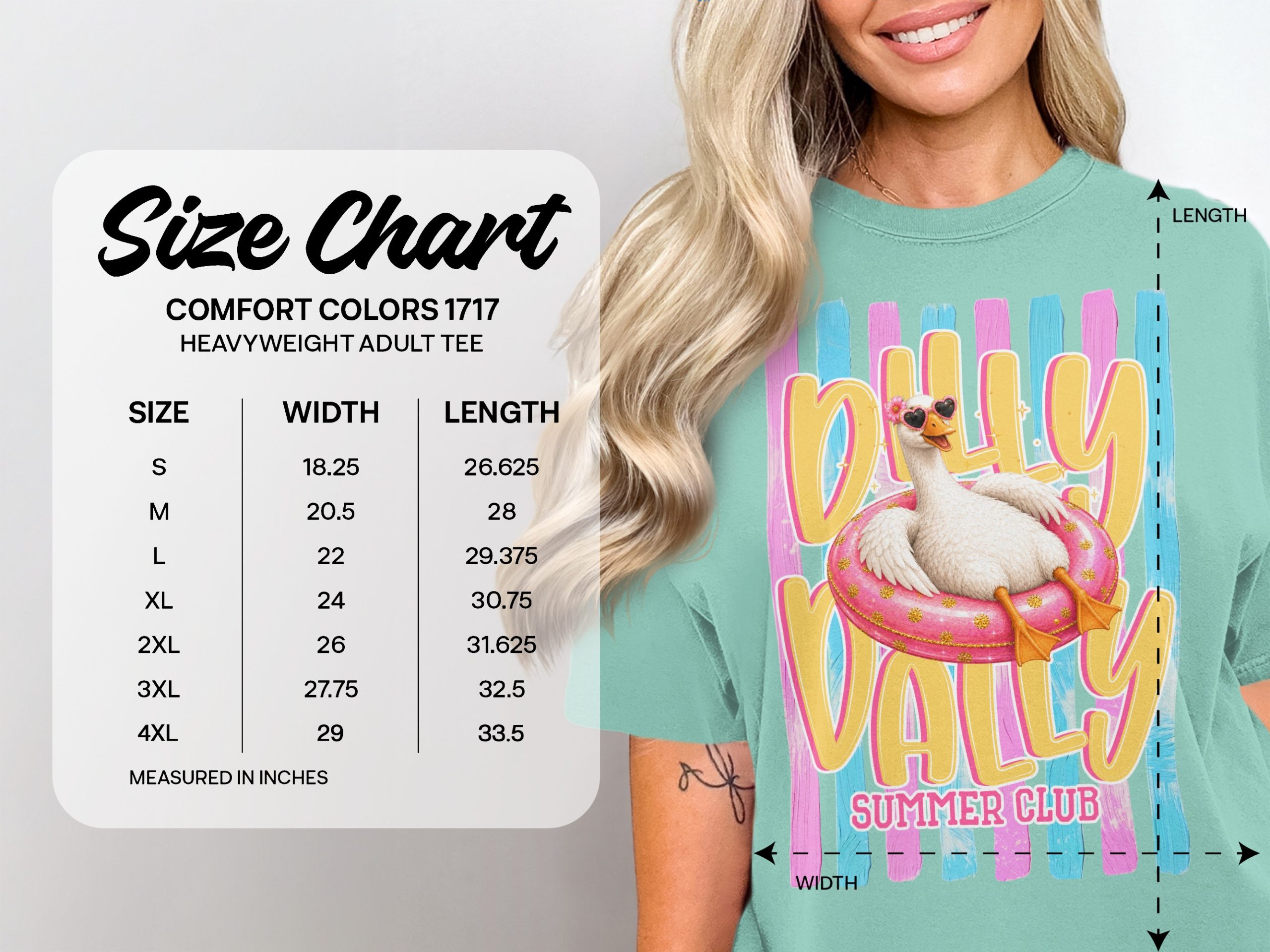 Comfort Colors ® Silly Sally Summer Club T-Shirt, Funny Goose Tee, Cute Heart Sunglasses Graphic, Retro Summer Vibe Shirt, Vacation Lake - Image 6