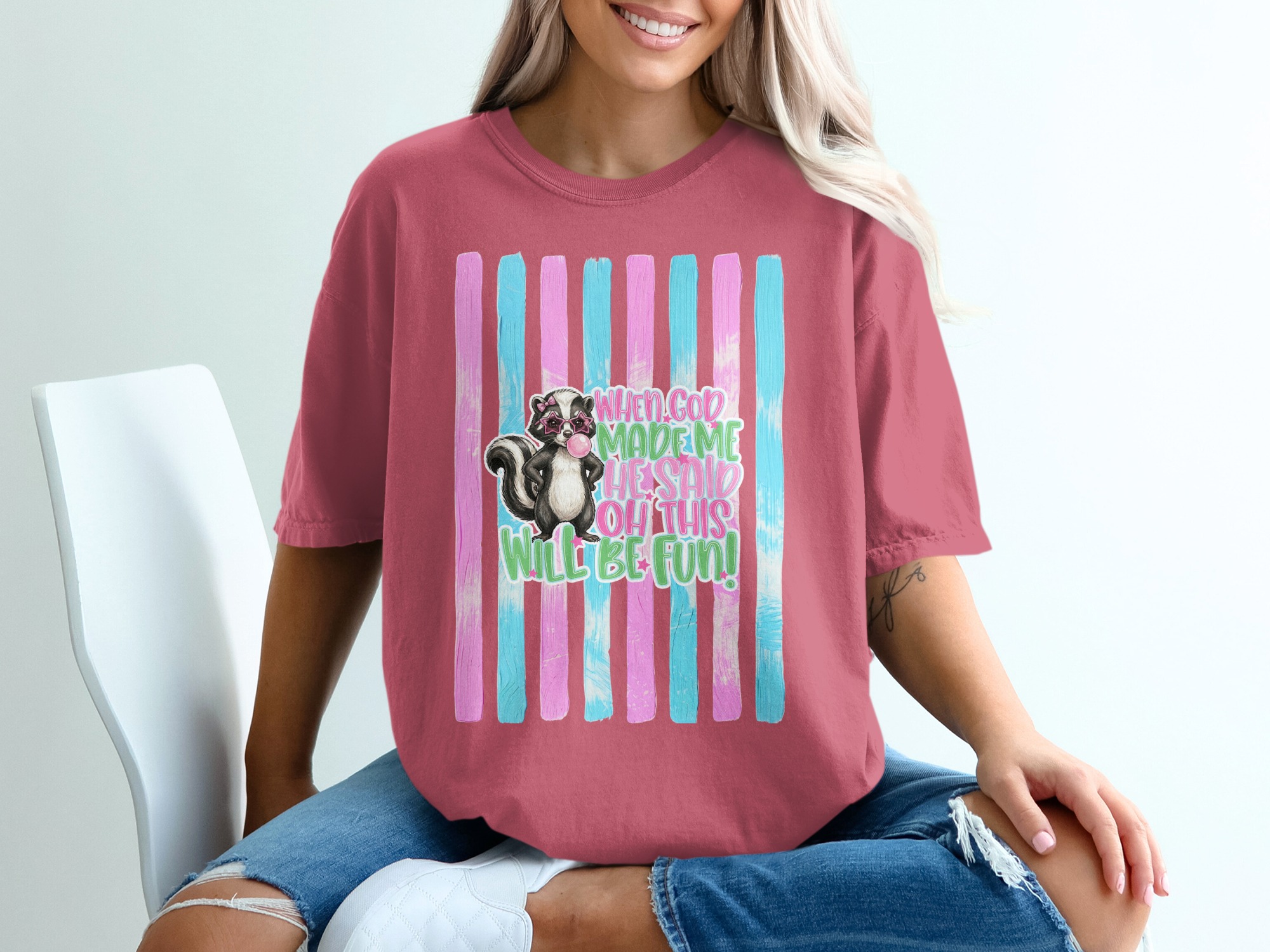 Comfort Colors ® Sassy Skunk T-Shirt, Funny Animal Quote Tee, Bubblegum Star Glasses, Cute Skunk Lover Gift, Whimsical Graphic Shirt - Image 15
