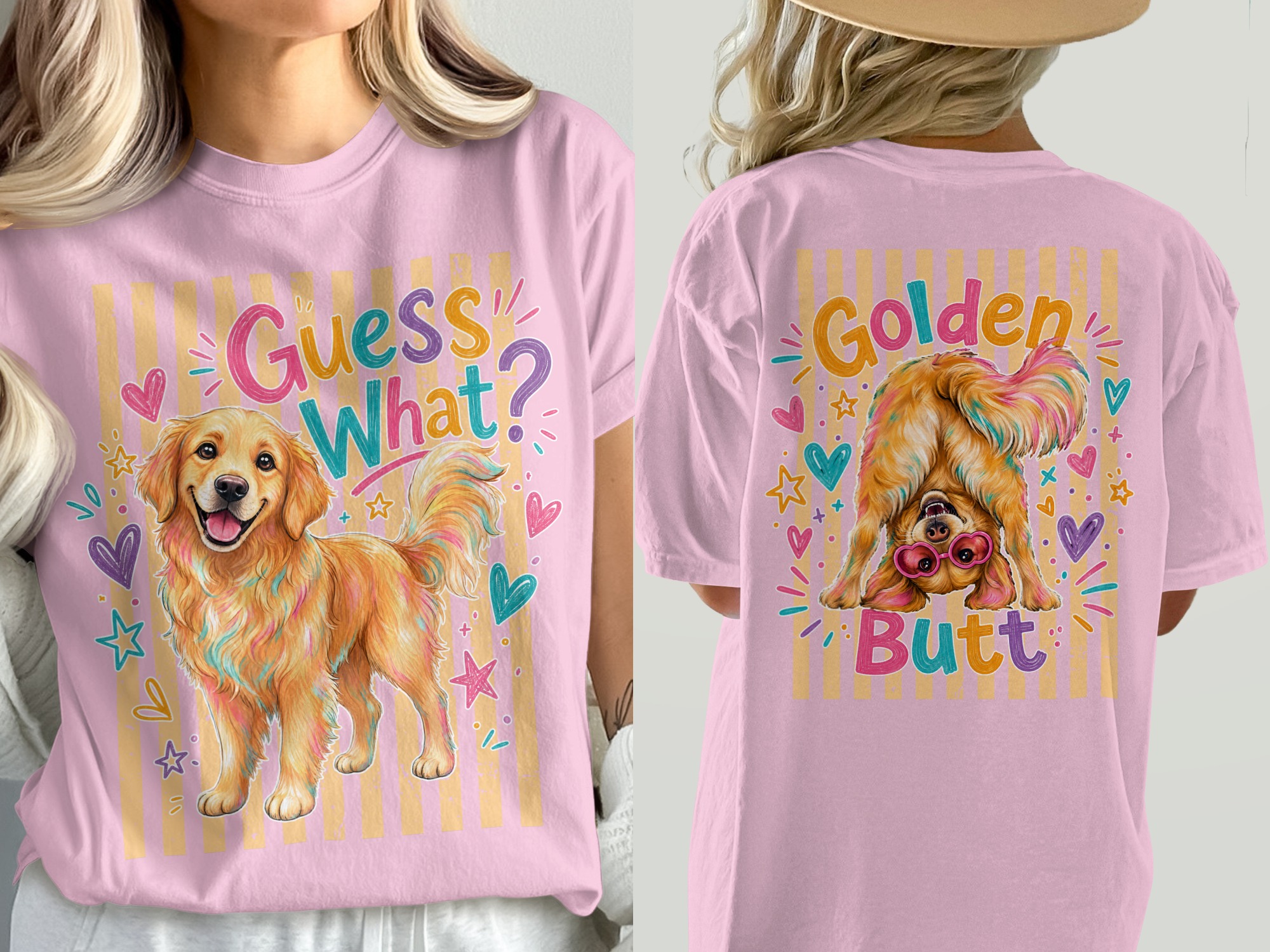 Golden Retriever T-Shirt, Front & Back Playful Dog Mom Comfort Colors 1717® Tee, Cute Puppy Lover Gift for Her, Funny Dog Butt Shirt - Image 3