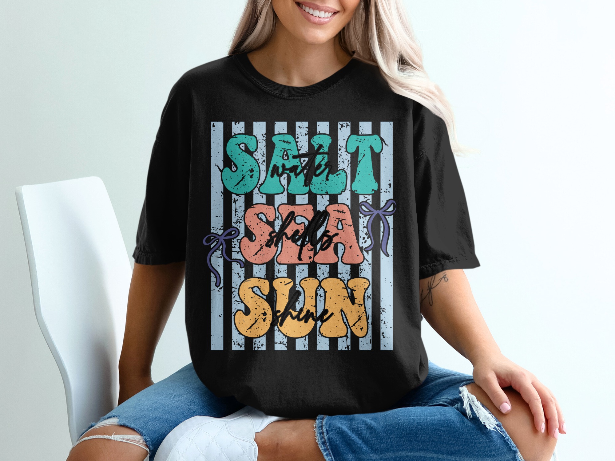 Salt Sea Sun T-Shirt | Beach Lover Tee | Summer Vacation Vibes | Coastal Graphic Shirt for Women | Retro Beachy Top - Image 8