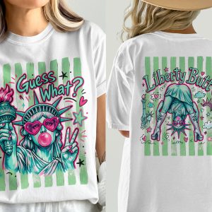 'Guess What?' Pop Art Statue of Liberty Comfort Colors ® T-Shirt, Y2K Bubblegum Liberty Tee, Edgy Patriotic Graphic Tee, Funky Streetwear