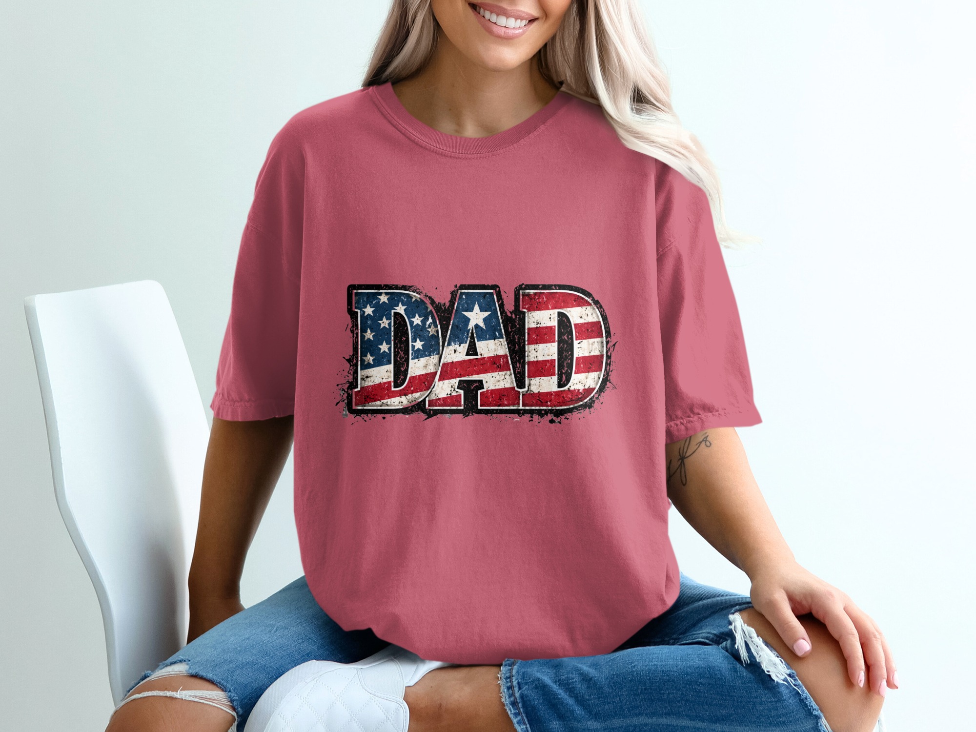 Comfort Colors® Dad T-Shirt, Patriotic American Flag Dad Shirt, Father's Day Gift, Distressed Flag Tee, Fourth of July, Gift for Papa - Image 15