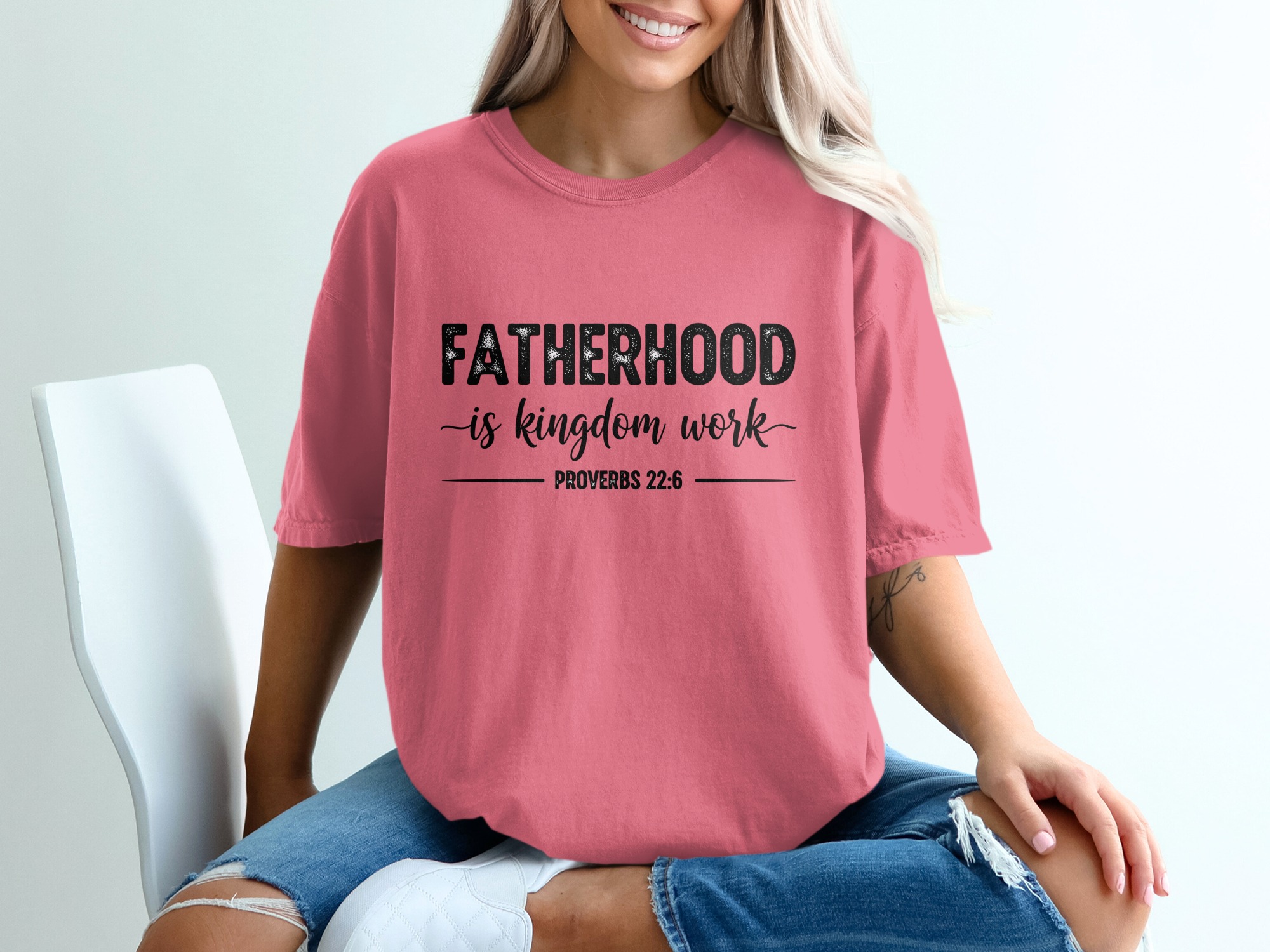 Comfort Colors® Fatherhood is Kingdom Work T-Shirt, Christian Dad Gift, Proverbs 22:6 Scripture Tee, Faith Apparel, Gift for Him, Father's - Image 16