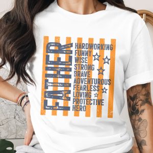 Father's Day T-Shirt, Hardworking Loving Hero Dad Shirt, Distressed Retro Father Gift Tee, Best Dad Ever