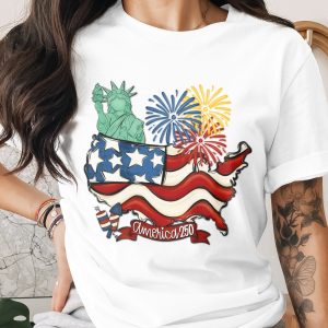 America 250 Shirt, Patriotic USA T-Shirt, 4th of July Celebration Tee, Statue of Liberty United States Flag Shirt, American History Gift