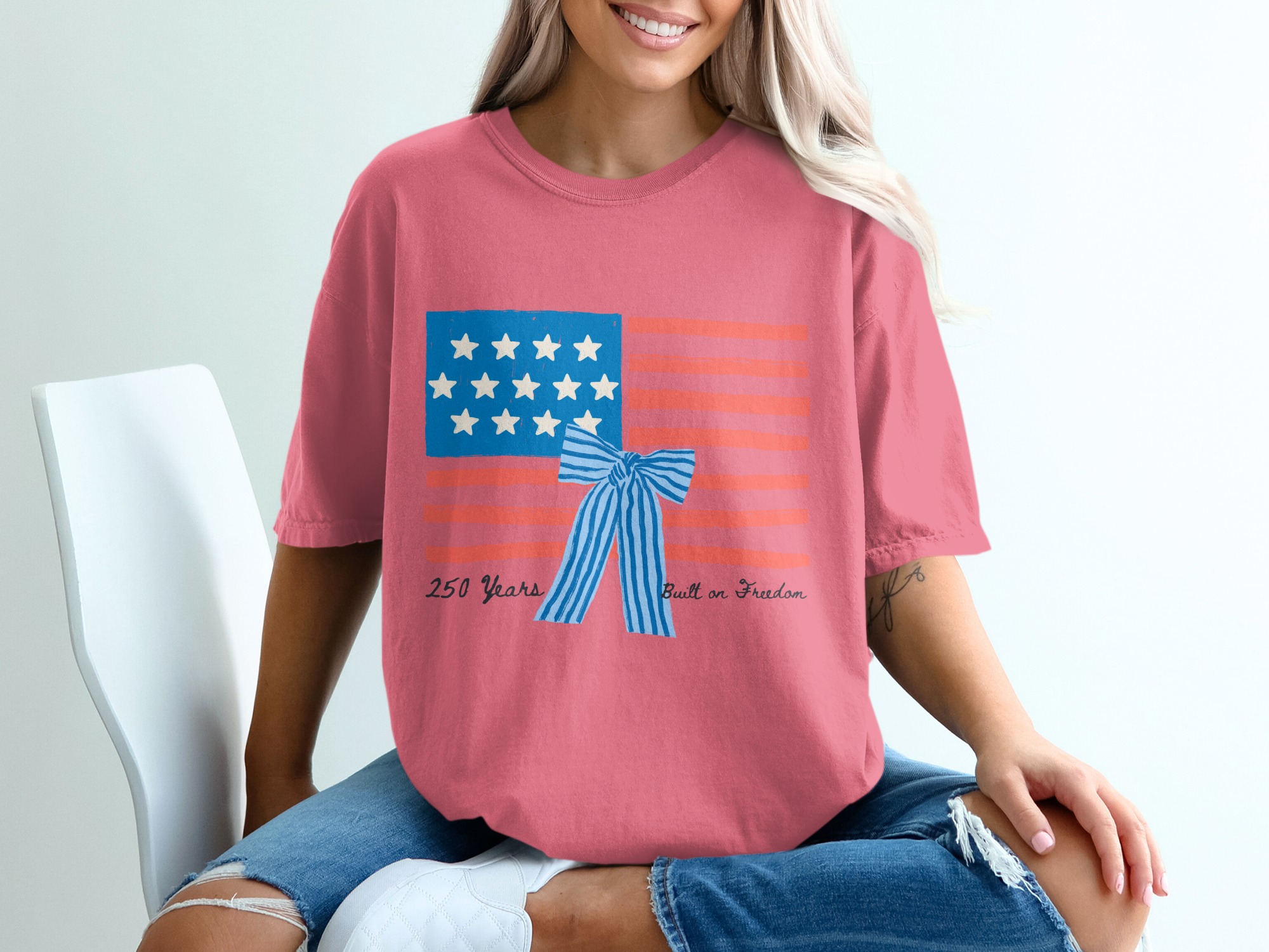 250 Years Built on Freedom American Flag T-Shirt, Patriotic Independence Day USA Tee, Heritage Anniversary Shirt Gift - Image 16