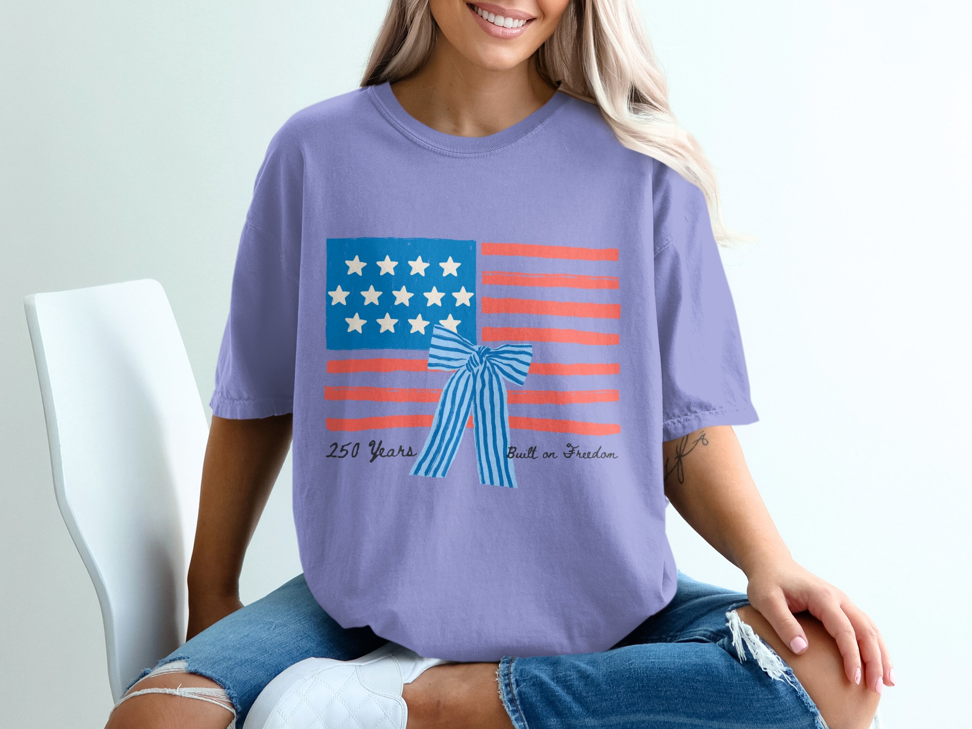 250 Years Built on Freedom American Flag T-Shirt, Patriotic Independence Day USA Tee, Heritage Anniversary Shirt Gift - Image 18