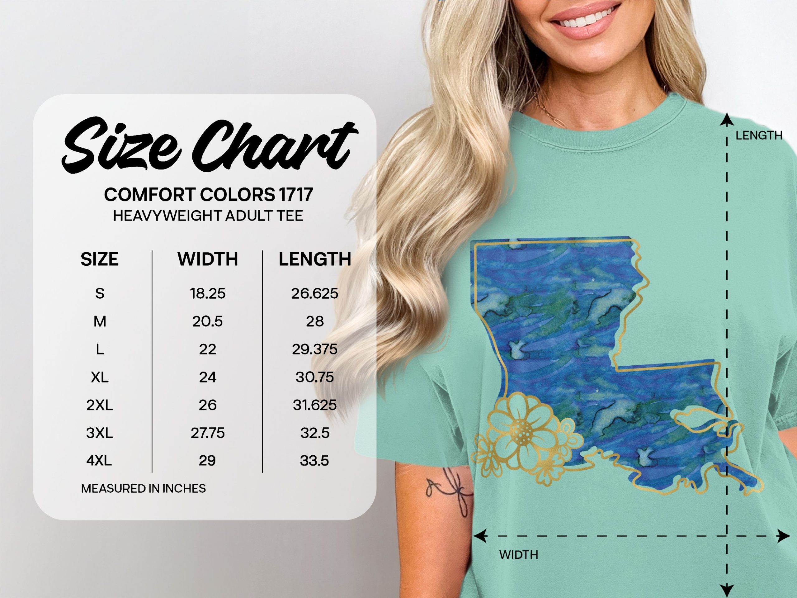 Louisiana T-Shirt, Watercolor State Outline Tee with Faux Gold Floral Details, Bayou Chic LA Pride Gift for Her - Image 5
