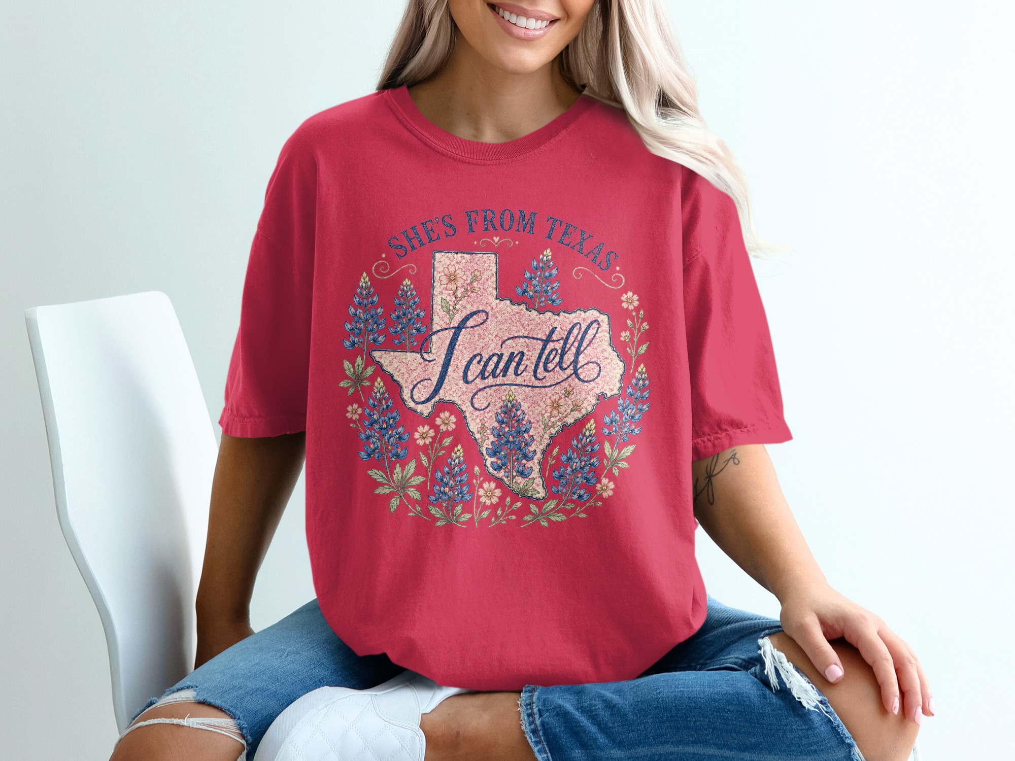 She's From Texas T-Shirt, Bluebonnet Texas State Pride Shirt for Women, Southern Texas Girl Gift, Texas Lover Tee - Image 14