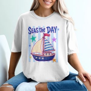 SEAS the DAY T-Shirt, Comfort Colors ® Nautical Boat Tee, Summer Vacation Shirt, Ocean Lover Gift, Beach Life, Sailboat Apparel, Cruise Trip