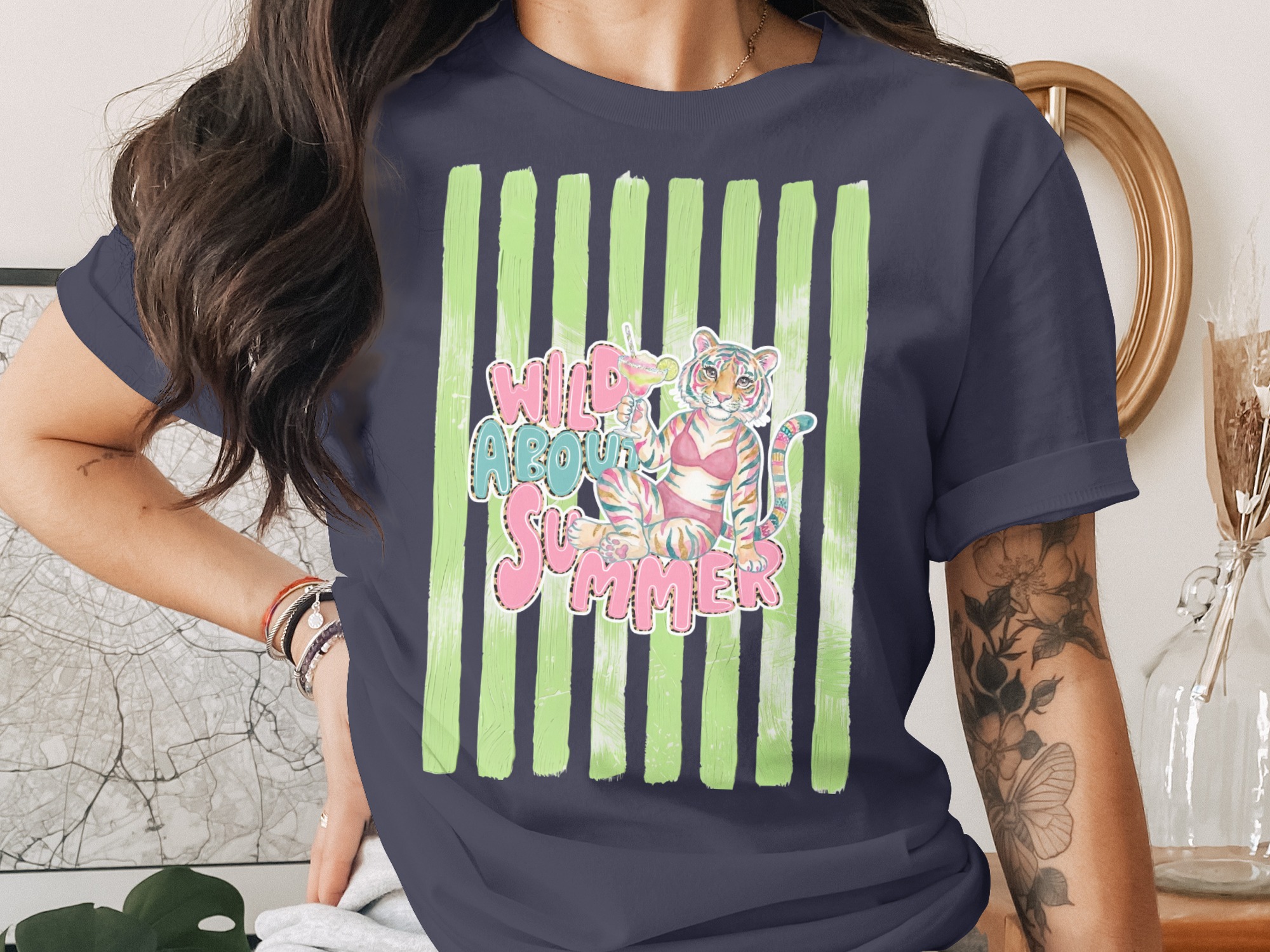 Comfort Colors® Wild About Summer T-shirt, Retro Tiger Beach Tee, Fun Vacation Shirt for Her, Y2K Aesthetic Summer Gift - Image 3