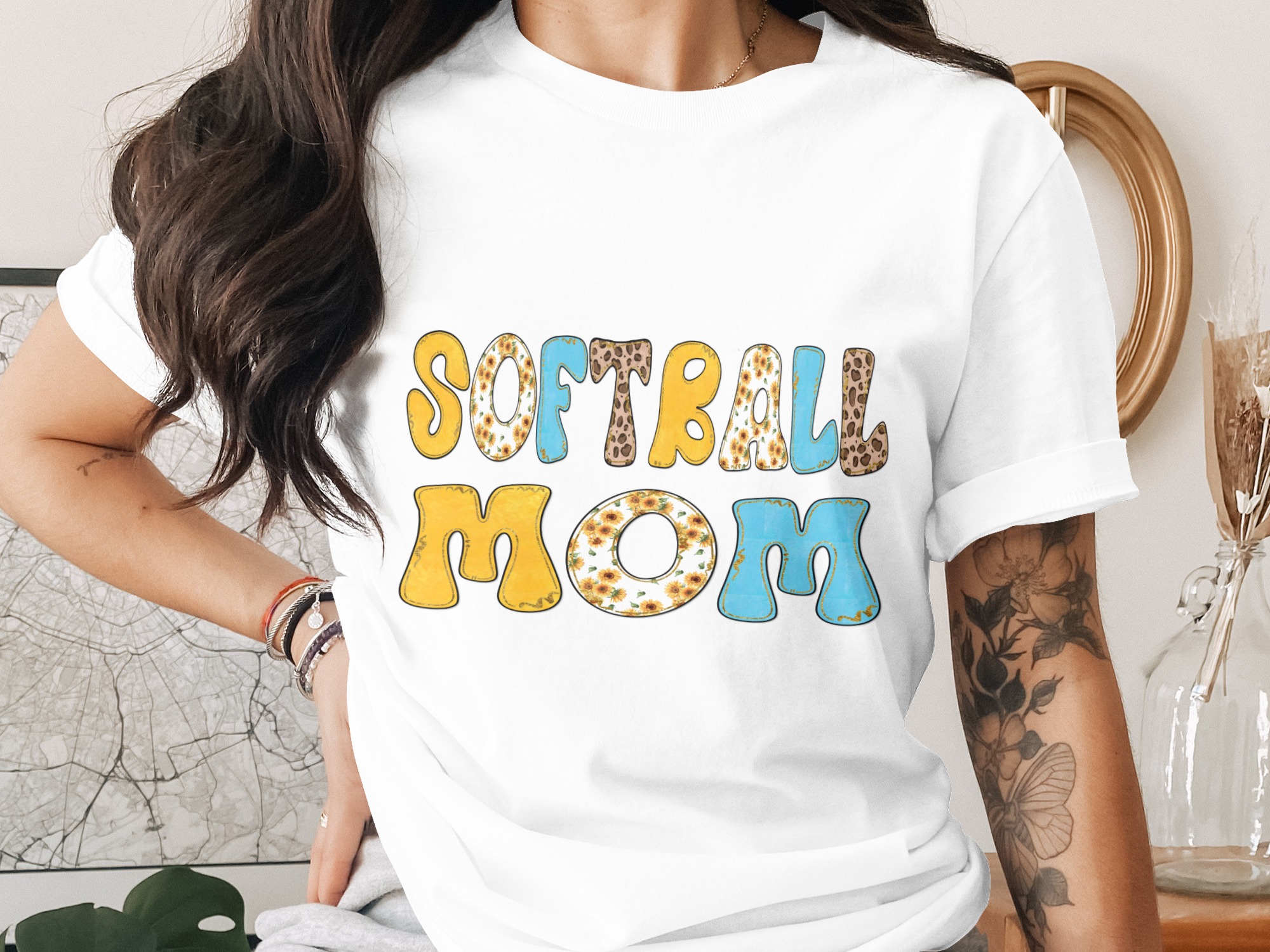 Softball Mom PNG Leopard Print Sunflower Groovy Digital Download, Game Day Mama Sublimation Design, Retro Sports Mom Gift
