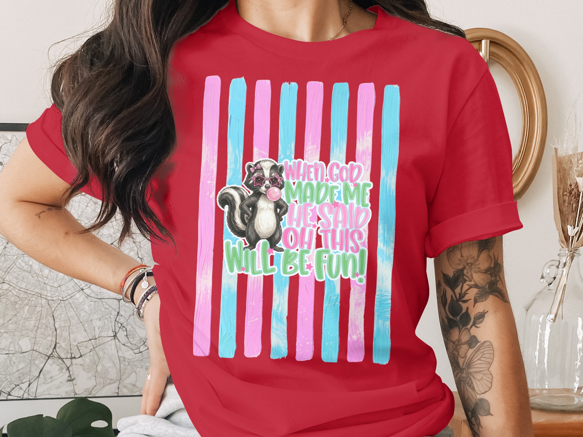 Comfort Colors ® Sassy Skunk T-Shirt, Funny Animal Quote Tee, Bubblegum Star Glasses, Cute Skunk Lover Gift, Whimsical Graphic Shirt - Image 4
