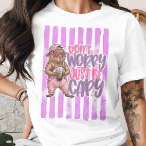 Comfort Colors® Capybara T-Shirt, Don't Worry Just Be Capy, Cute Animal Tee, Trendy Iced Coffee Capybara Gift, Whimsical Shirt For Her