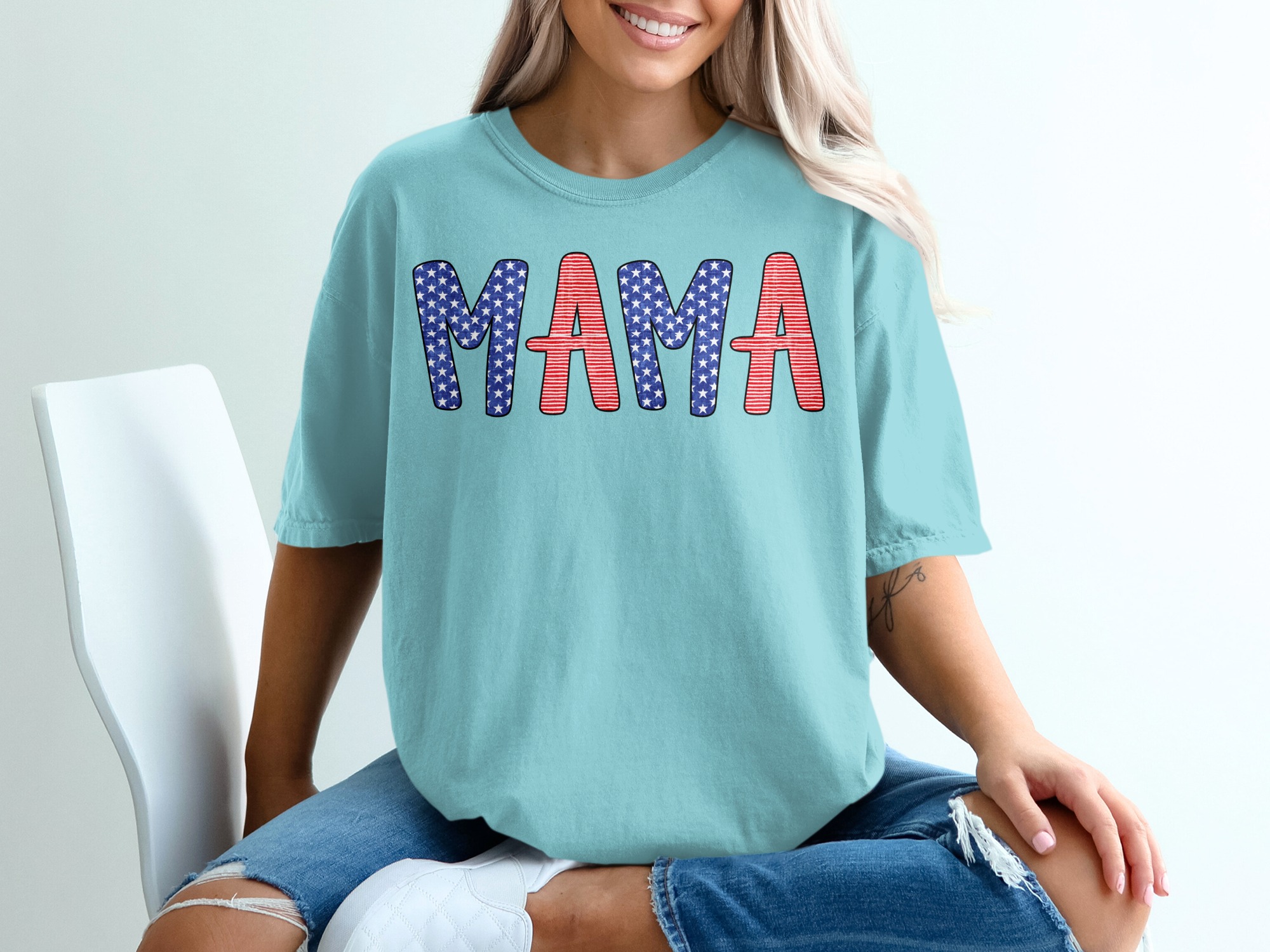 Patriotic Mama T-Shirt, American Flag Mama Shirt, Distressed Flag Mom Tee, 4th of July Mother's Day Gift for Her, USA Mom Life Apparel - Image 19