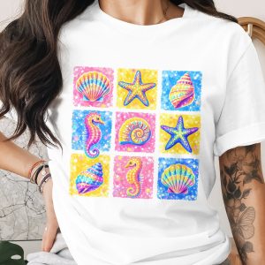 Mermaidcore Sparkly Seahorse T-Shirt, Comfort Colors ®, Ocean Life Graphic Tee, Aesthetic Sea Shells & Starfish Summer Gift