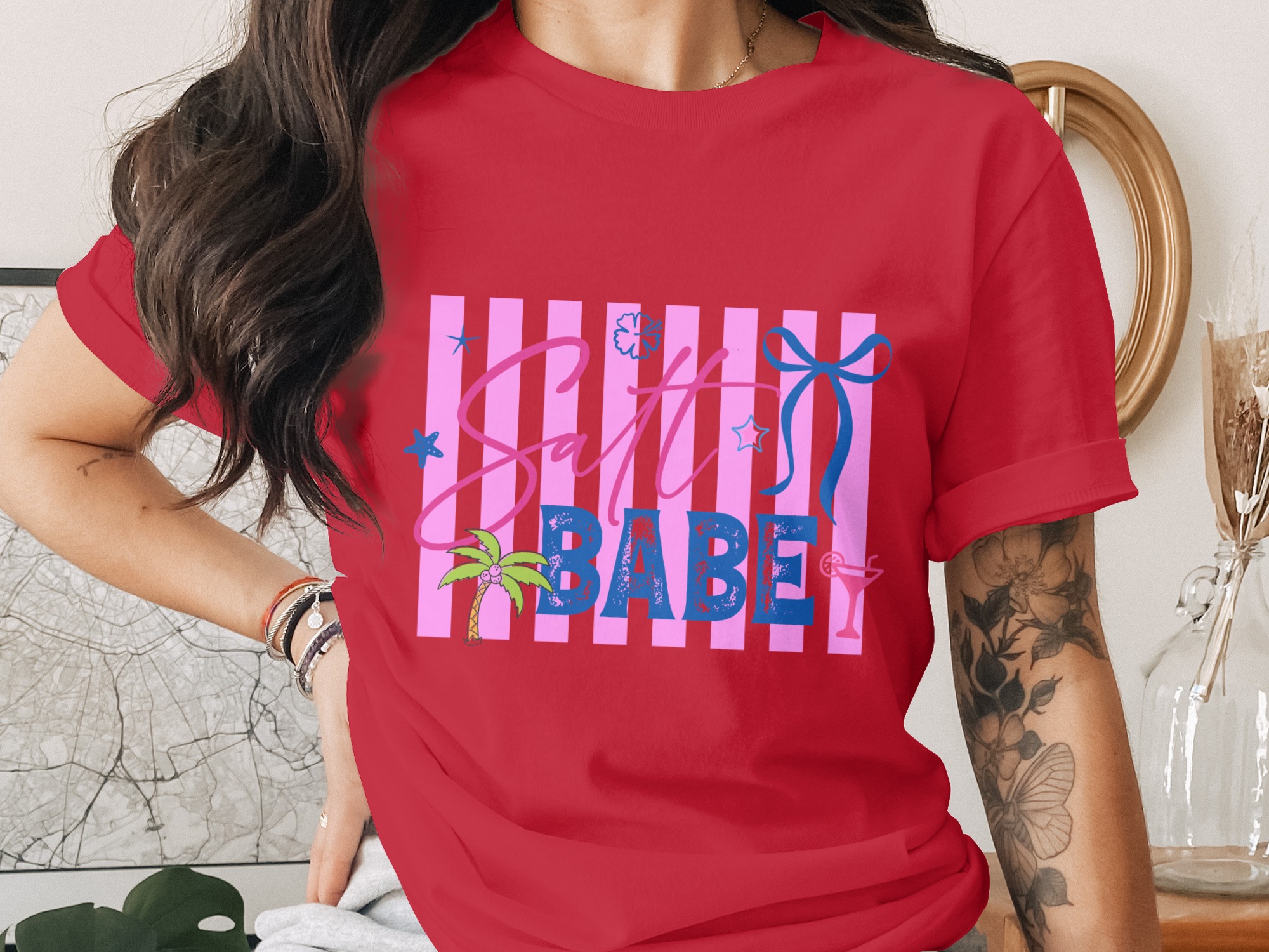 Salt Babe T-Shirt, Beach Lover Gift, Trendy Summer Vacation Tee, Coastal Cowgirl Vibe, Tropical Resort Wear Shirt for Her - Image 4